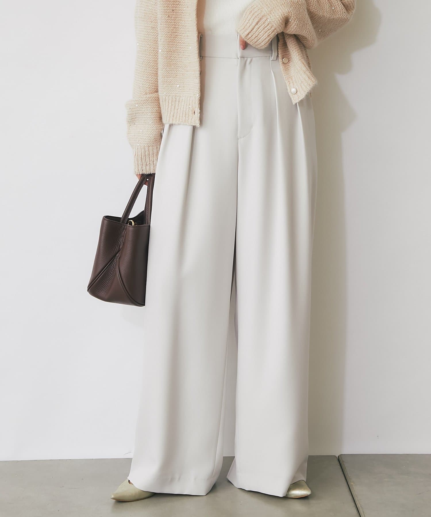 La boutique BonBon(ラブティックボンボン) ハイウエスト2タックワイドパンツ