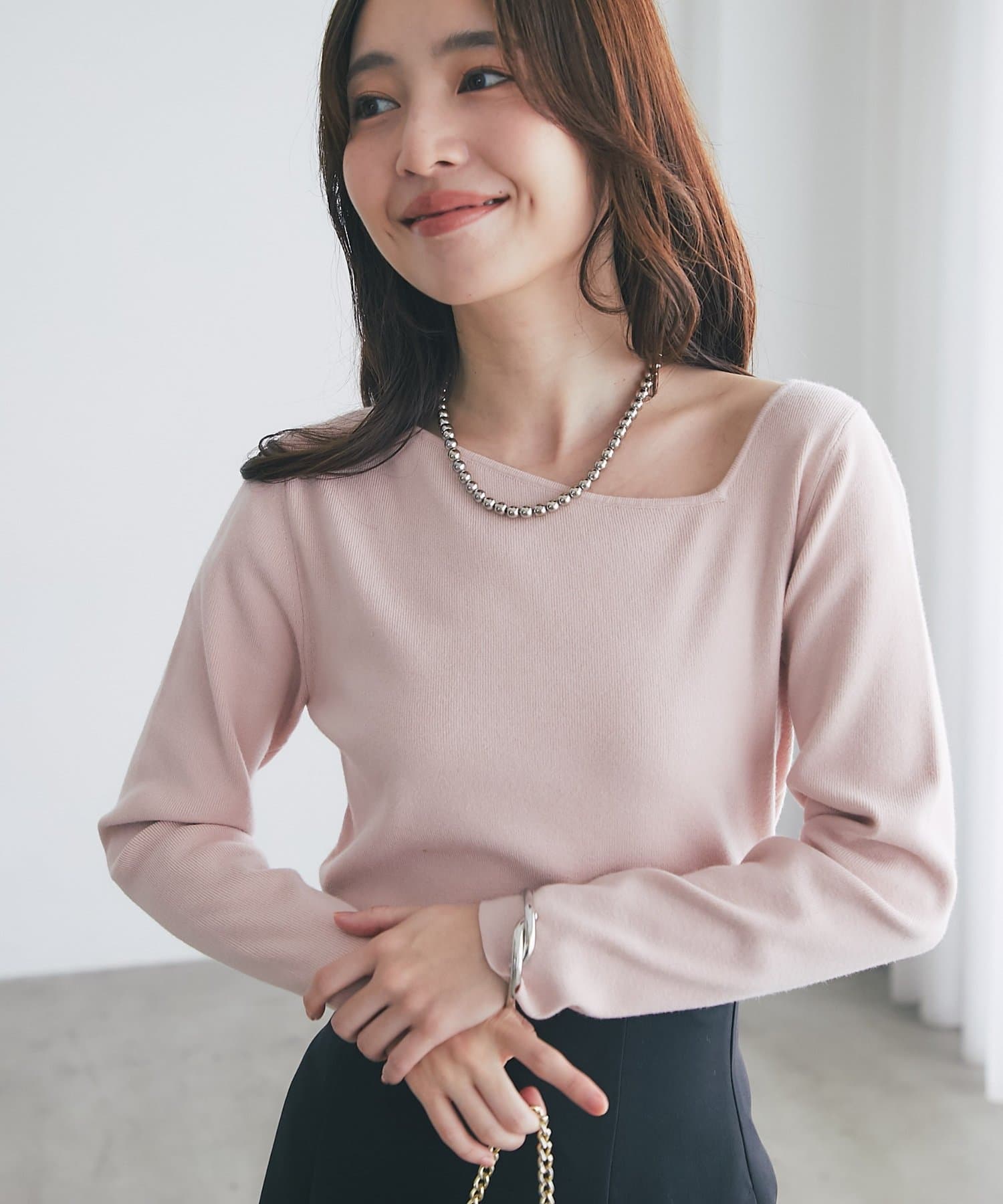 OUTLET(アウトレット) 【La boutique BonBon】アンゴラタッチアシメネックニット