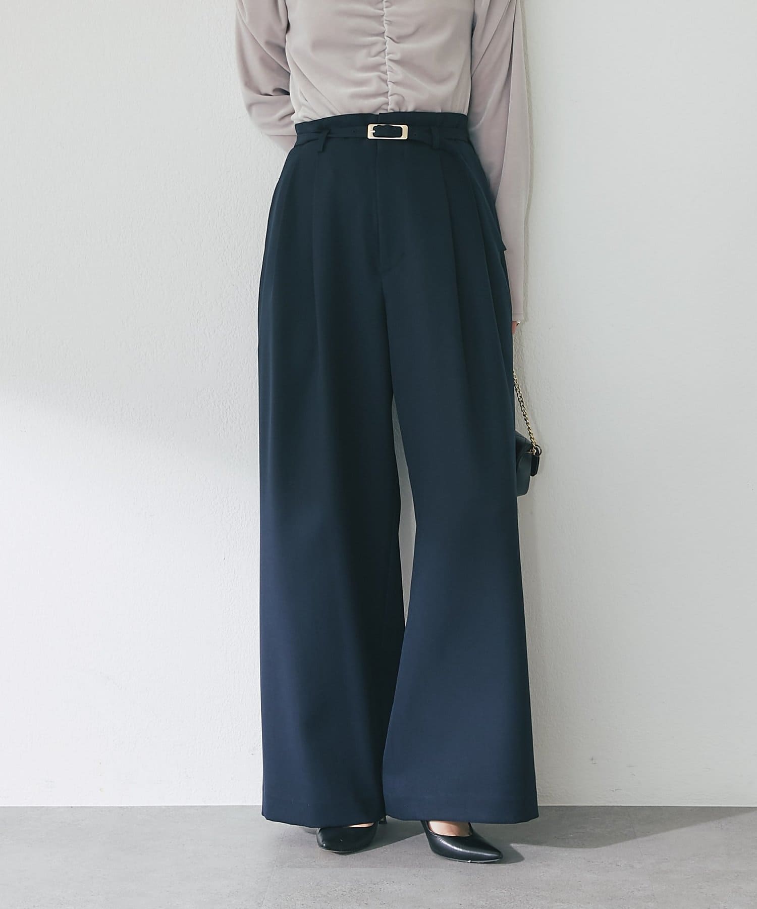 OUTLET(アウトレット) 【La boutique BonBon】ベルト付きワイドパンツ