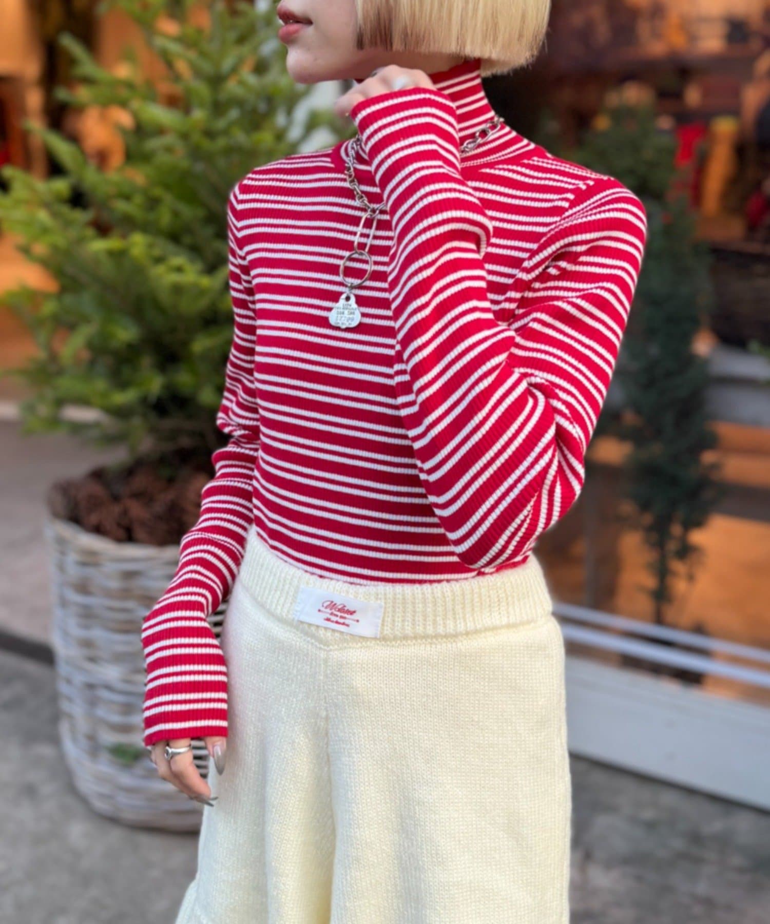 OUTLET(アウトレット) 【w closet】ボーダータートルニット