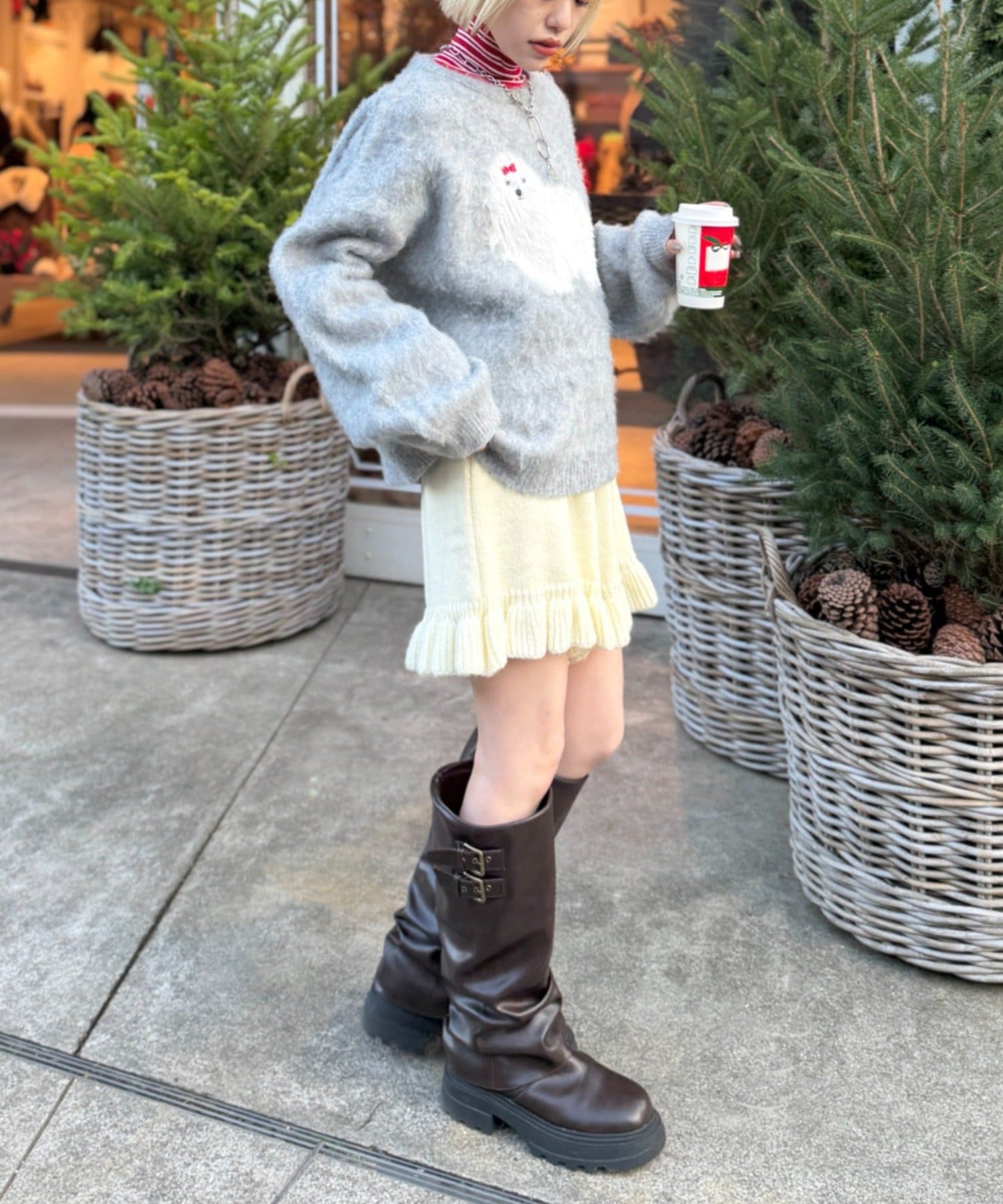 OUTLET(アウトレット) 【w closet】ボーダータートルニット