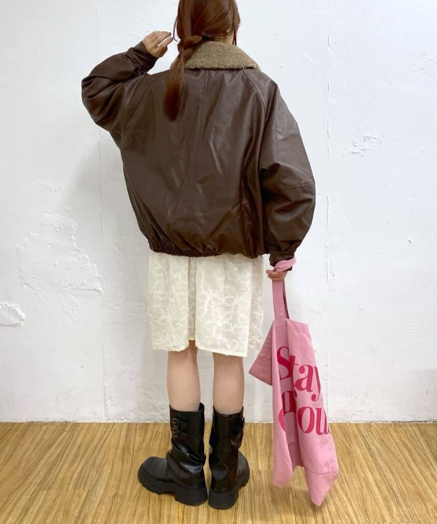 OUTLET(アウトレット) 【w closet】ボア付きフェイクレザージャケット
