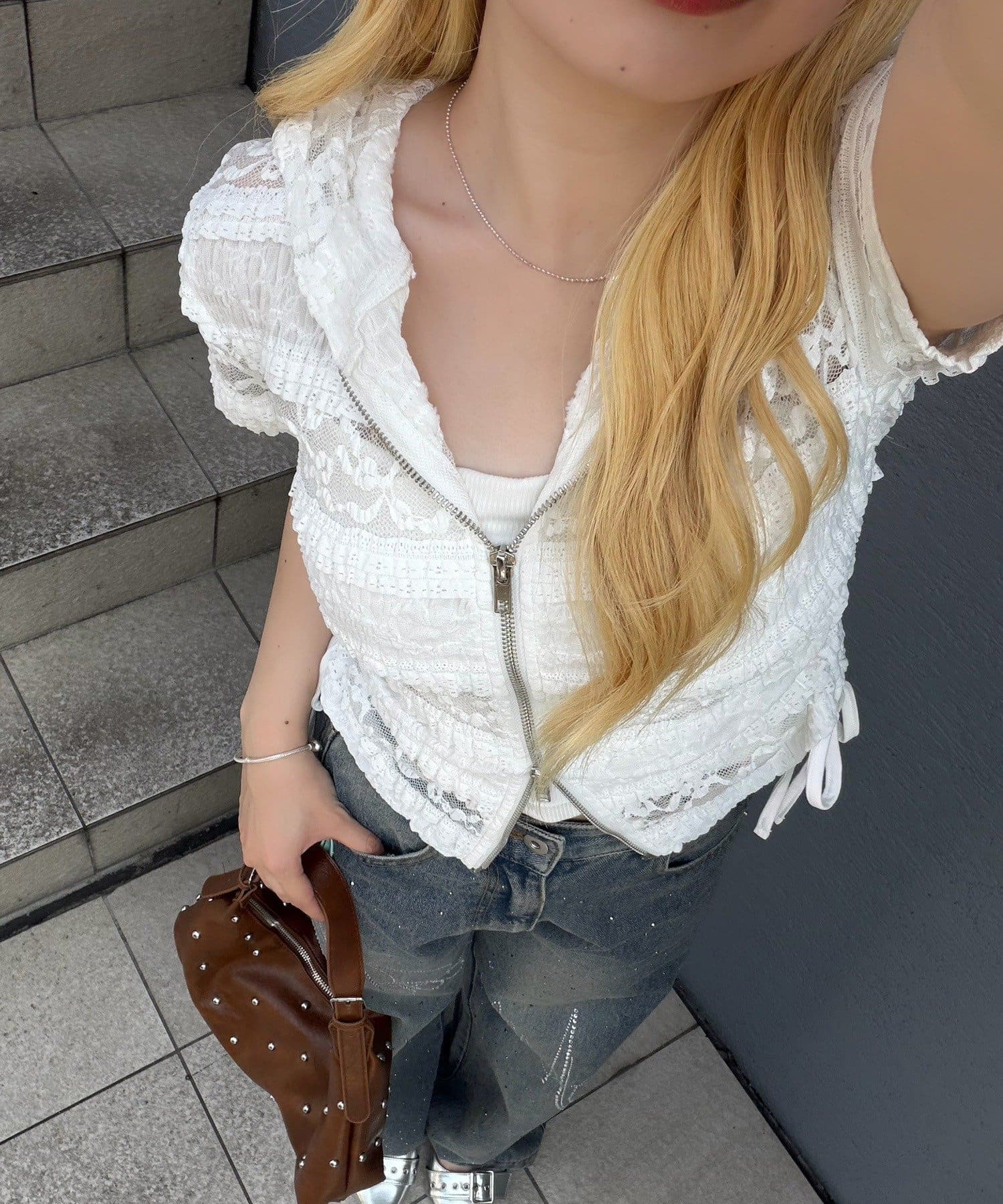 NICE CLAUP / OLIVE des OLIVE OUTLET(ナイスクラップ  / オリーブ デ オリーブ アウトレット) 【continuer】サイドドロストwzip パーカー