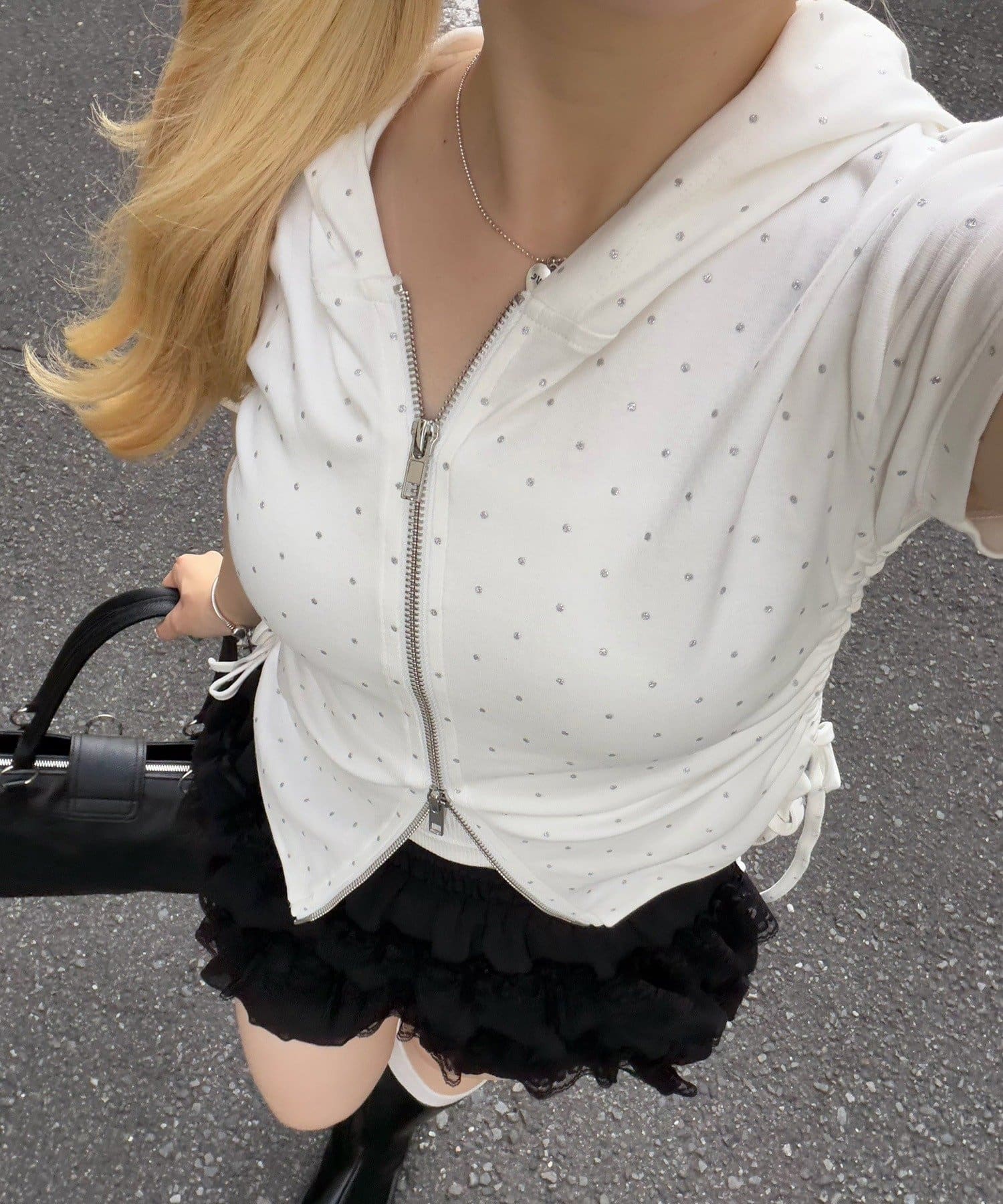 NICE CLAUP / OLIVE des OLIVE OUTLET(ナイスクラップ  / オリーブ デ オリーブ アウトレット) 【continuer】サイドドロストwzip パーカー