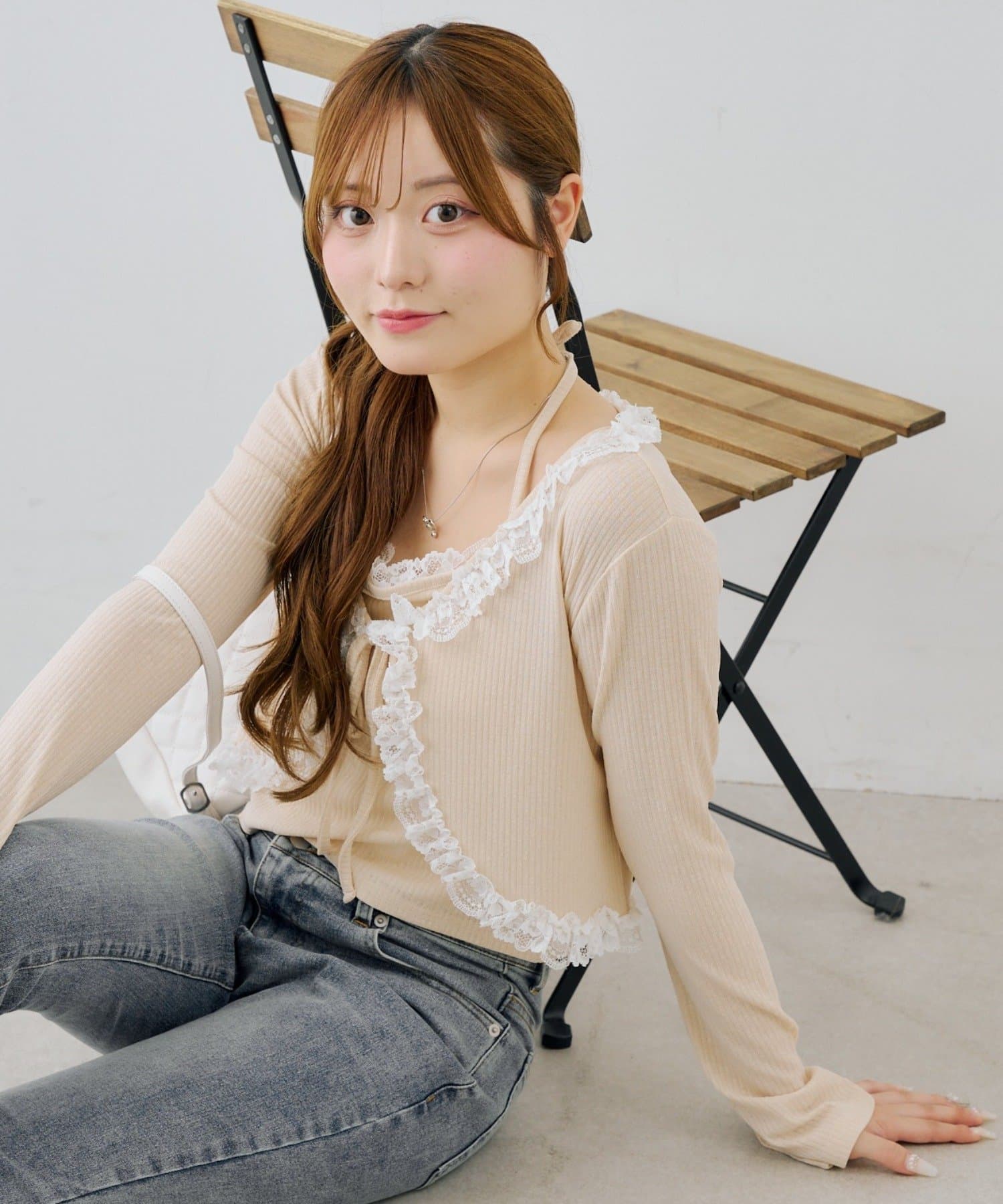 NICE CLAUP / OLIVE des OLIVE OUTLET(ナイスクラップ  / オリーブ デ オリーブ アウトレット) 【ANOTHER BRANCH】レース付きキャミソールボレロset