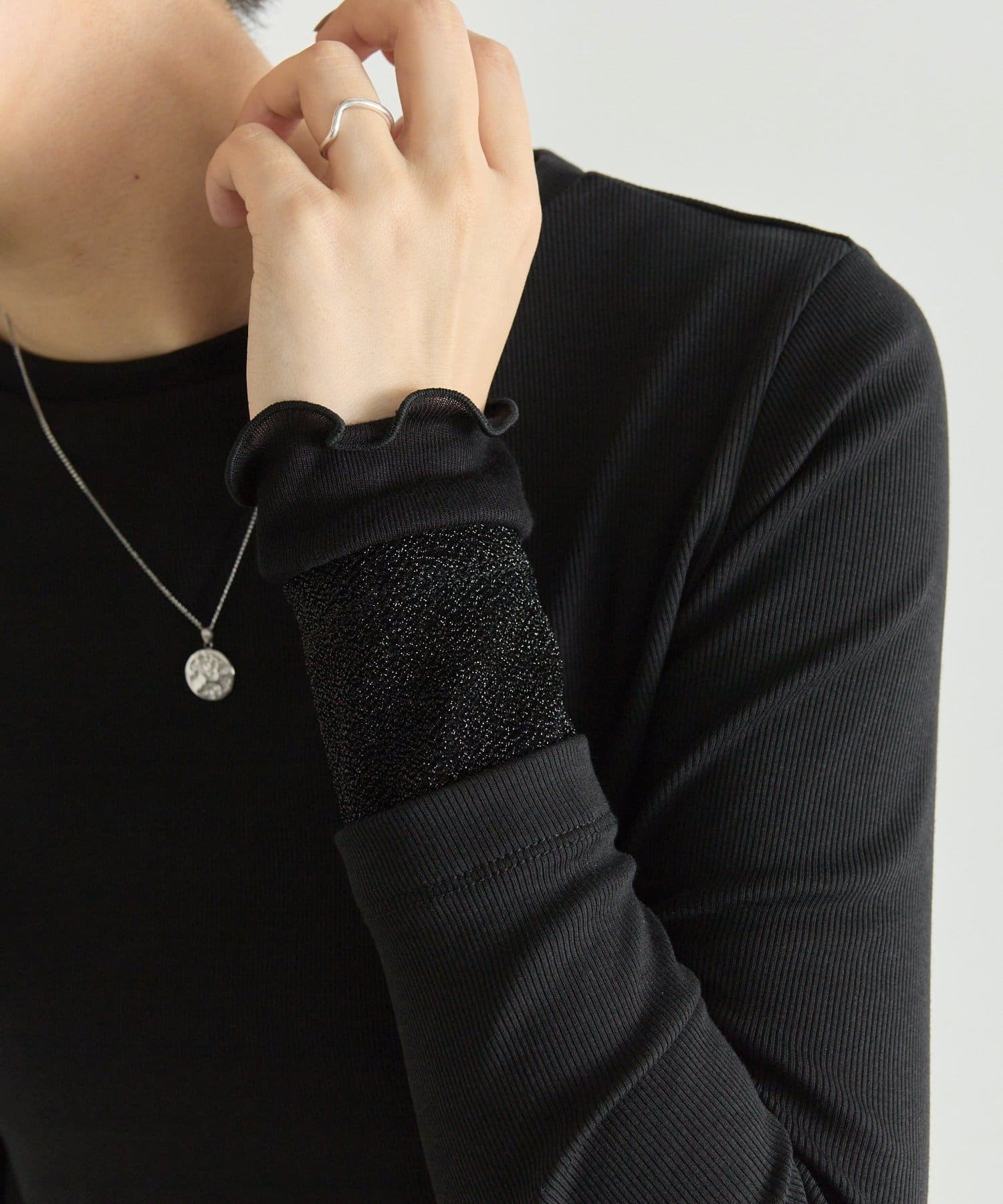 ear PAPILLONNER(イア パピヨネ) リブ袖メロウカットソー【SUM1 STYLE(スミスタイル)】