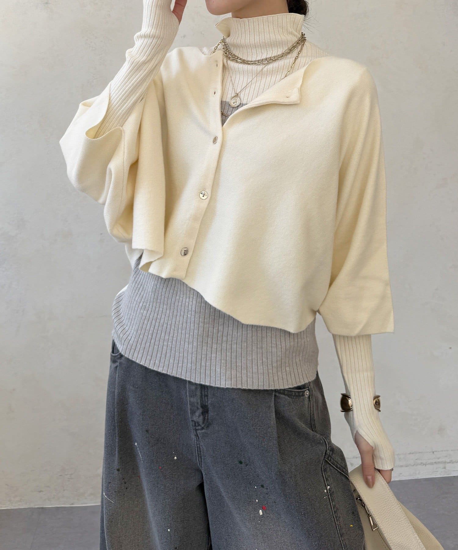 DOUDOU(ドゥドゥ) 【WEB限定】ケープアンサンブルニット