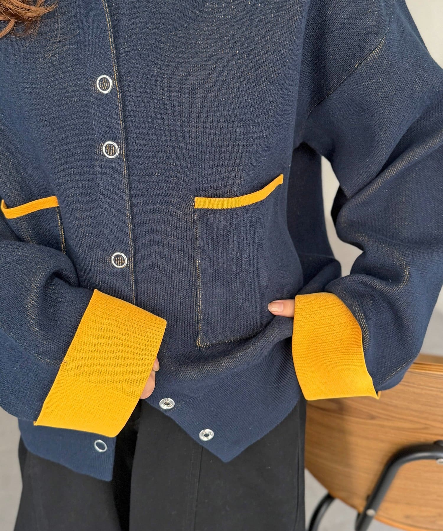 CPCM(シーピーシーエム) ダブルフェイススナップカーディガン