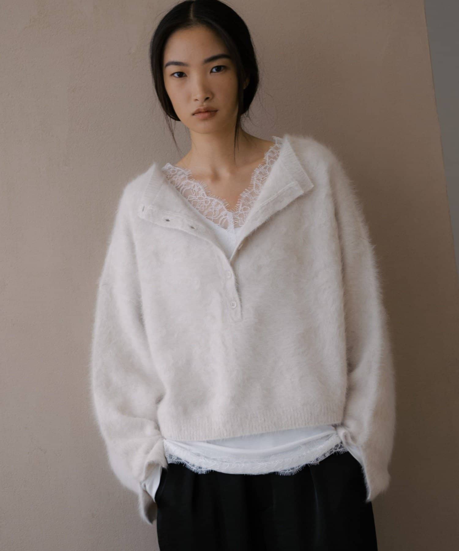 SHENERY(シーナリー) ファーカシミヤ2WAYヘンリーニット