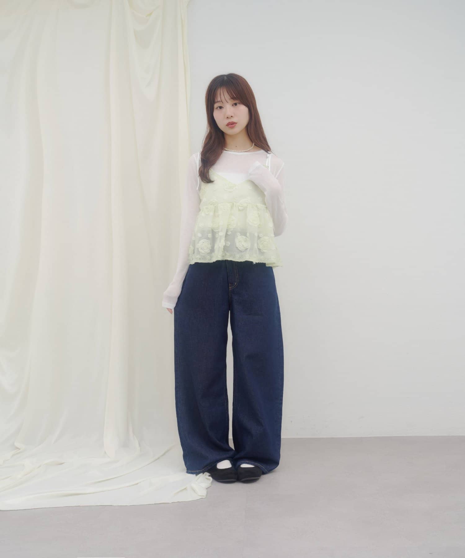 DISCOAT(ディスコート) 【umm.】肩リボン立体花柄キャミ