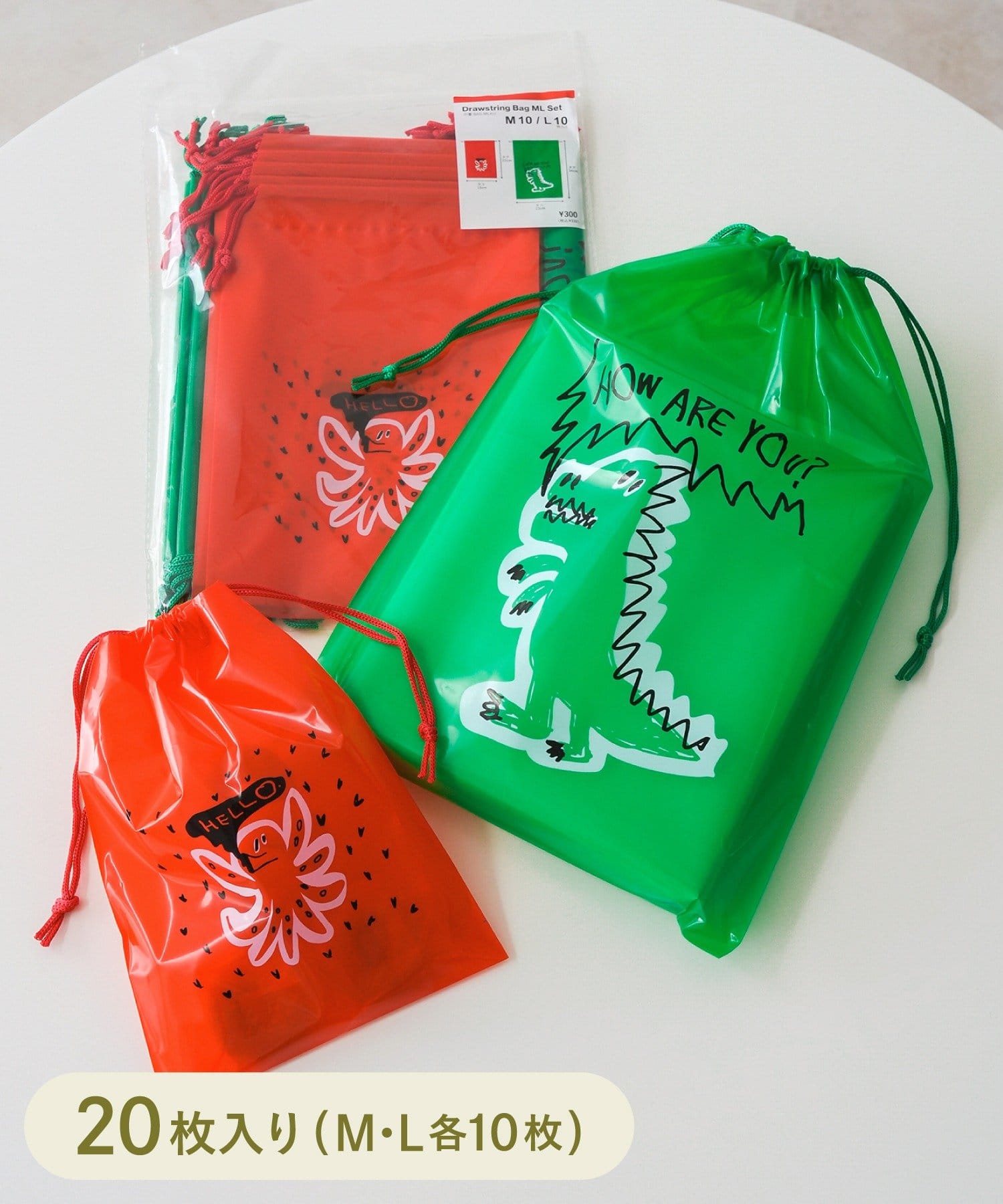 3COINS(スリーコインズ) 巾着BAG：MLセット（各10枚入り）
