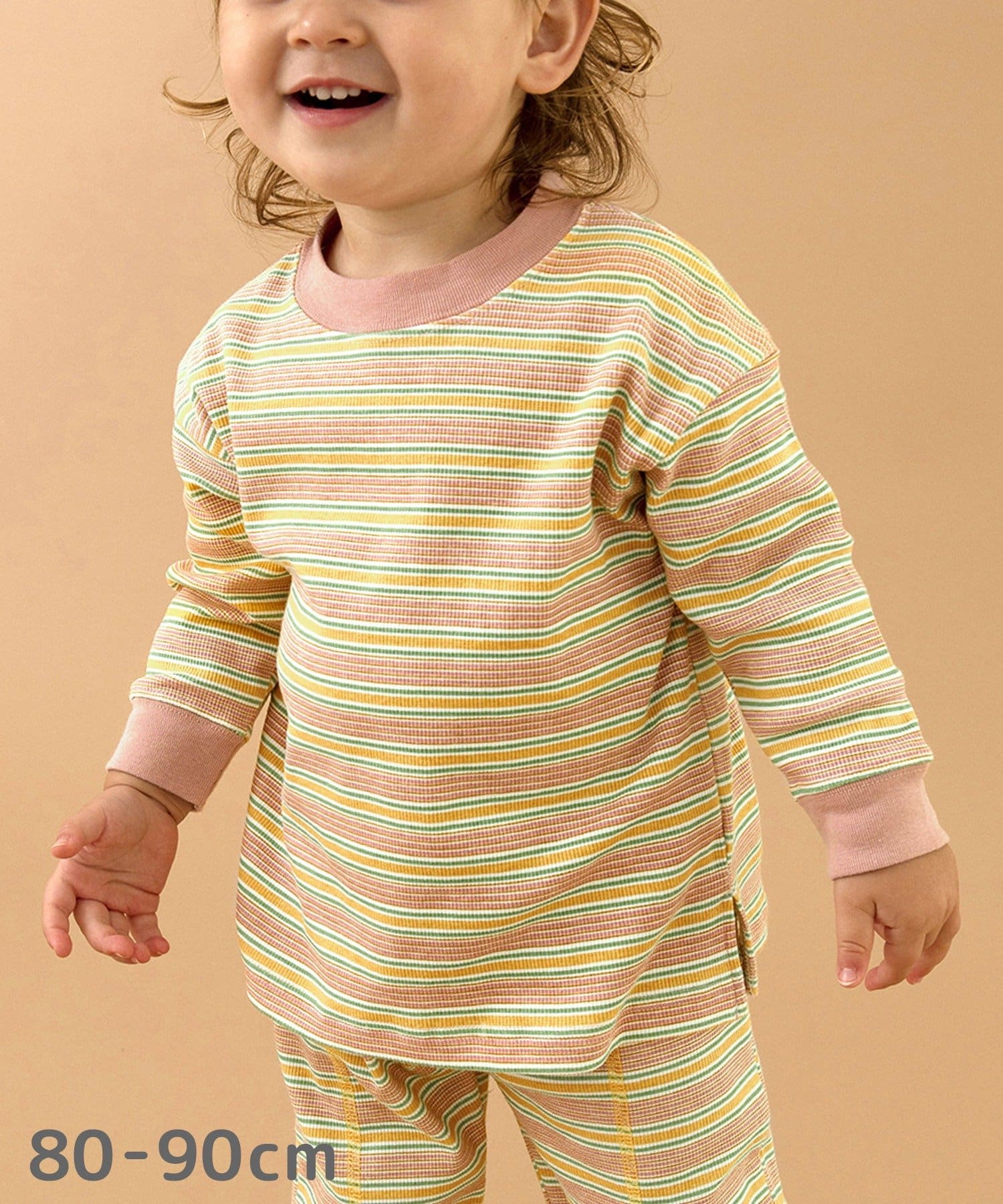 3COINS(スリーコインズ) リブロングTシャツ：80～90cm