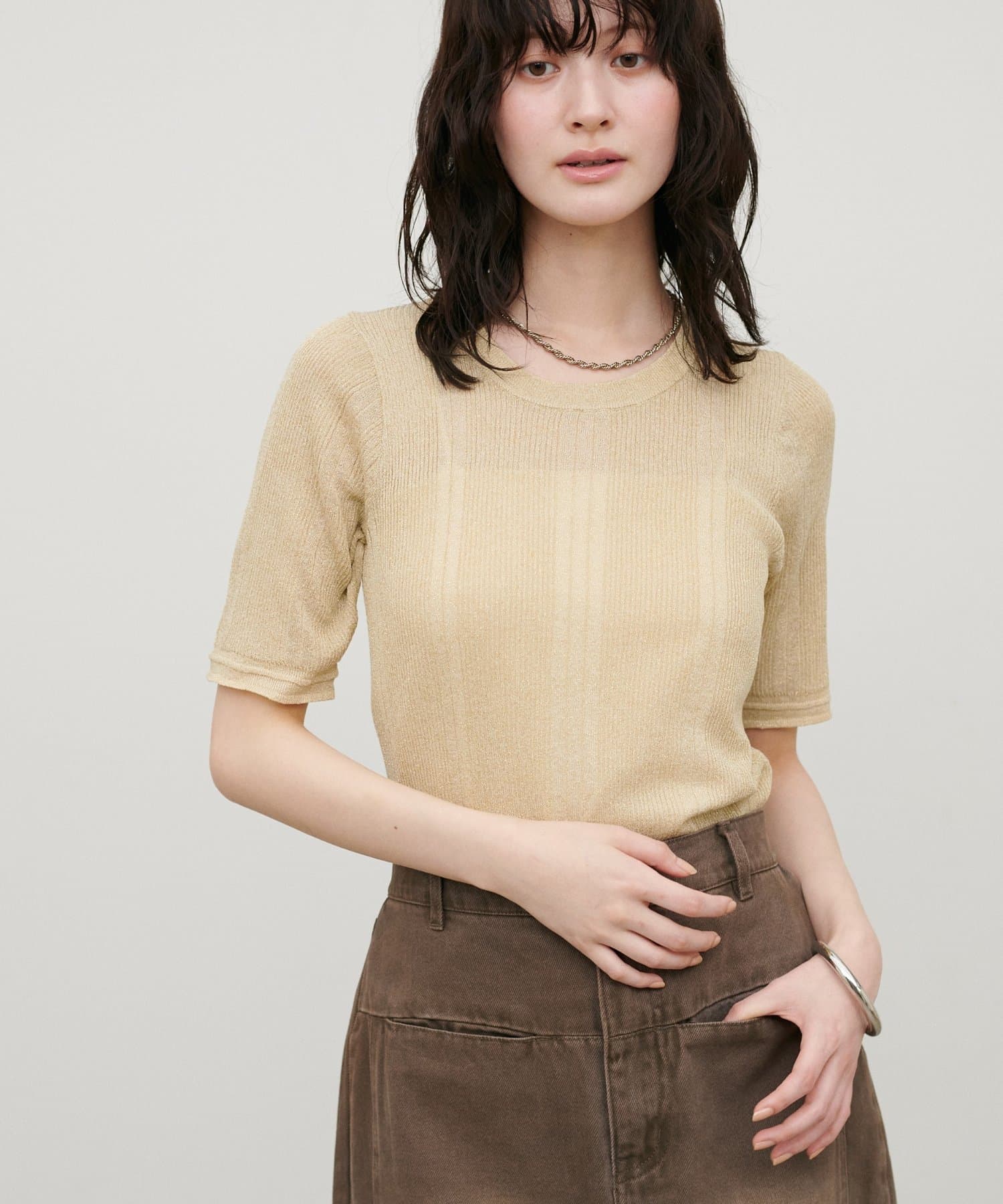 LARUTA(ラルータ) ランダムラメリブニットT