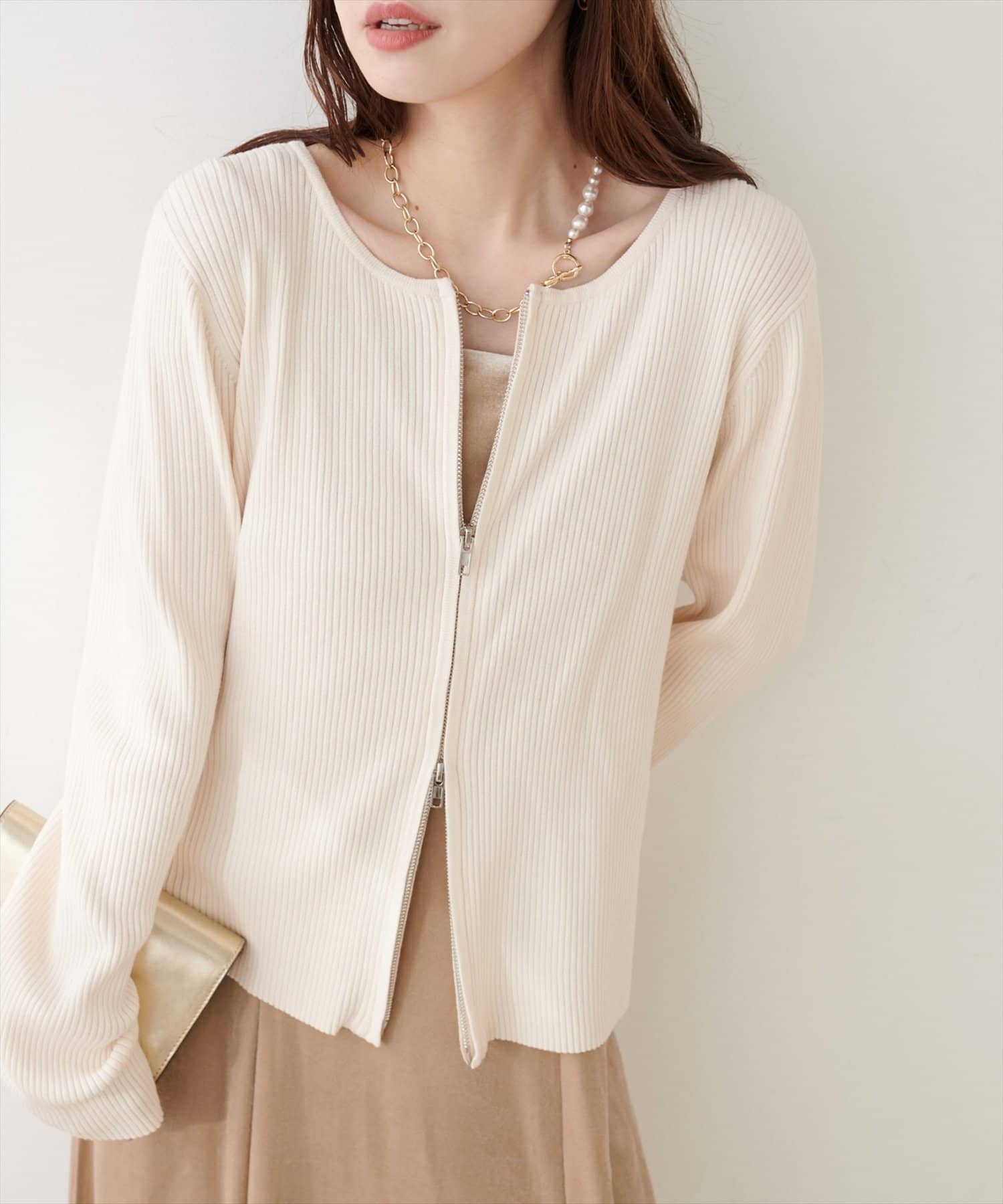 natural couture(ナチュラルクチュール) Wジップカーディガン