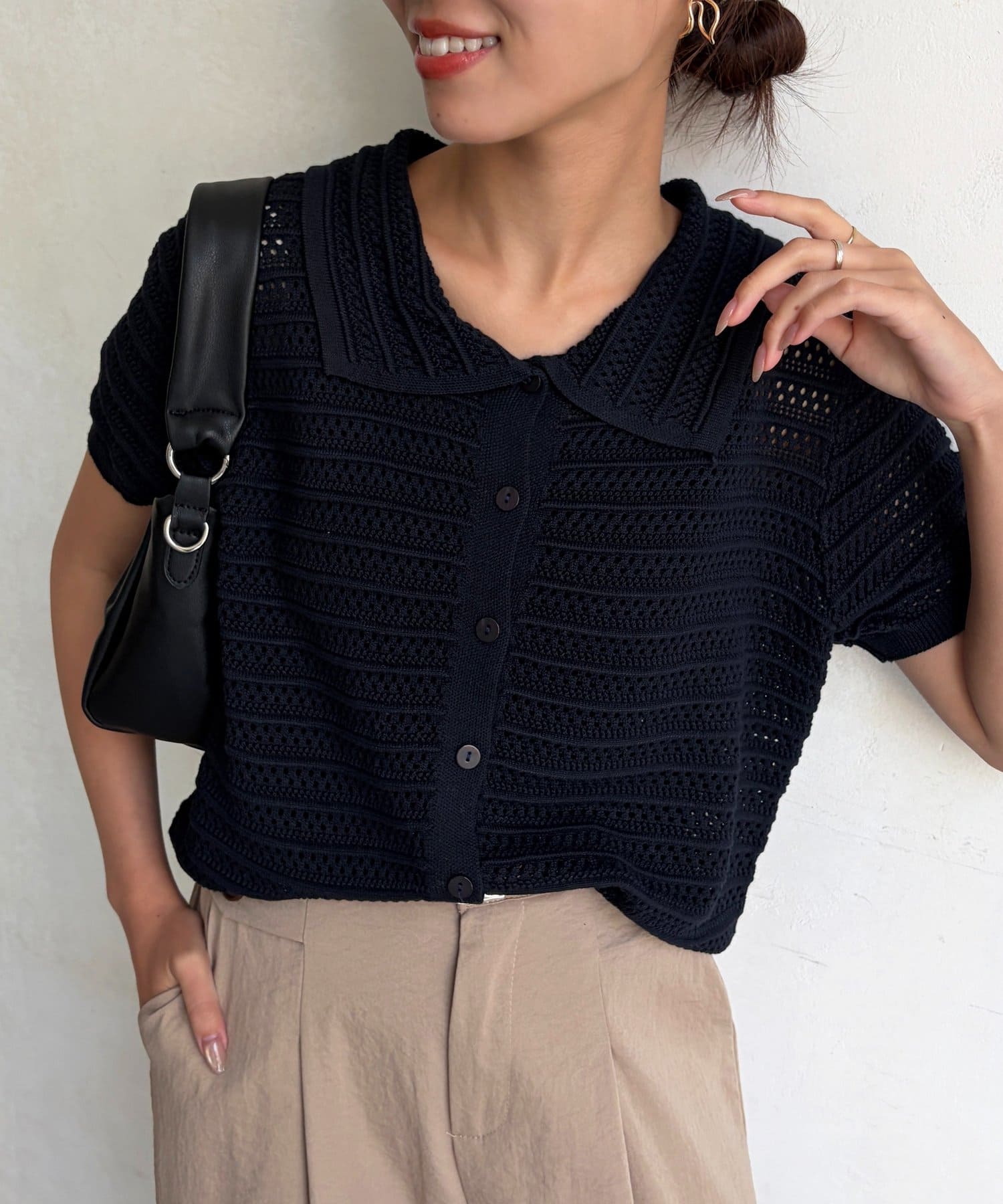 Chez toi(シェトワ) メッシュポロニットカーディガン