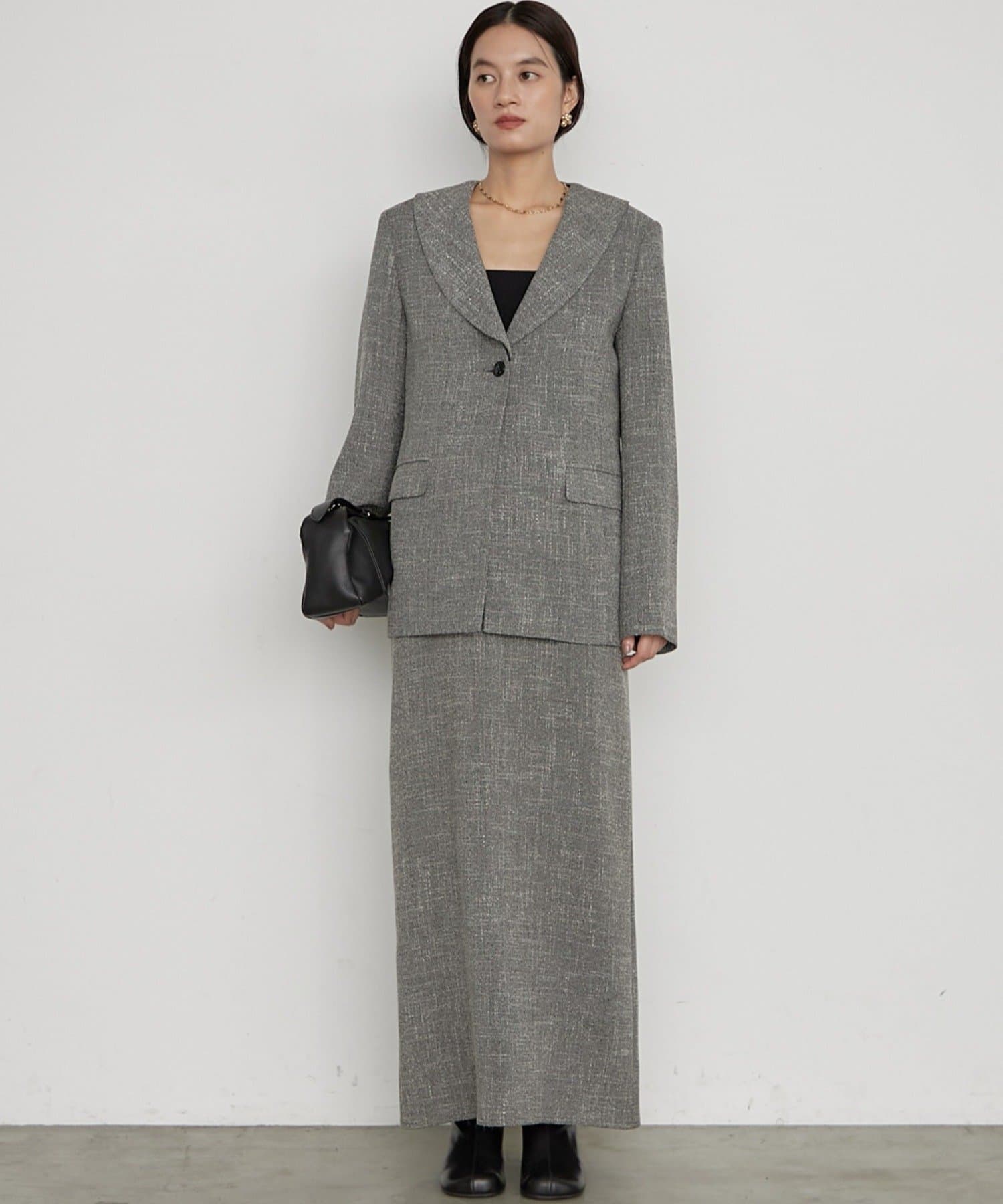 LOUNGEDRESS(ラウンジドレス) 《セットアップ可》【Atelier N5/アトリエヌメロサンク】ツイードV ワンピース