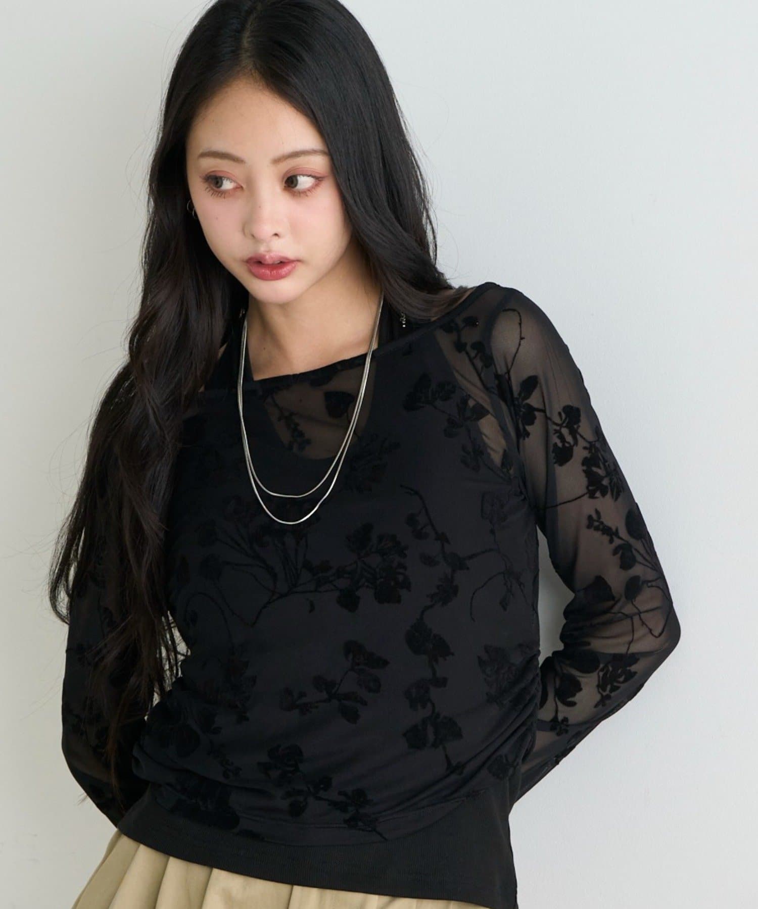 RAY CASSIN(レイカズン) 【レース / 花柄】ホルターレイヤードTシャツ / ロンT