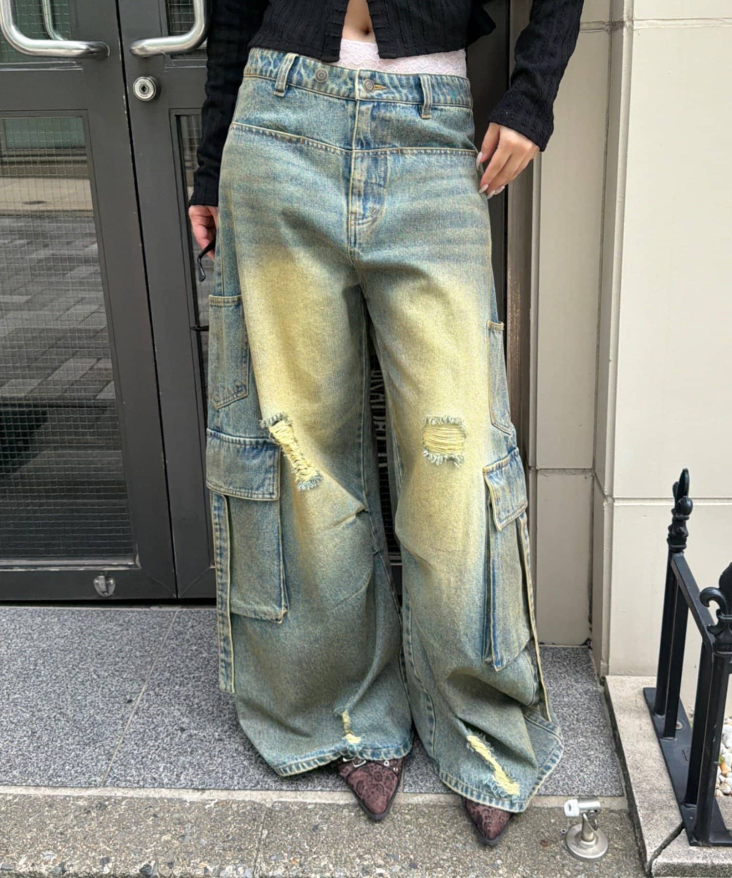 RAY CASSIN(レイカズン) 【XS・Sサイズ展開】カーゴバレルルーズデニムパンツ