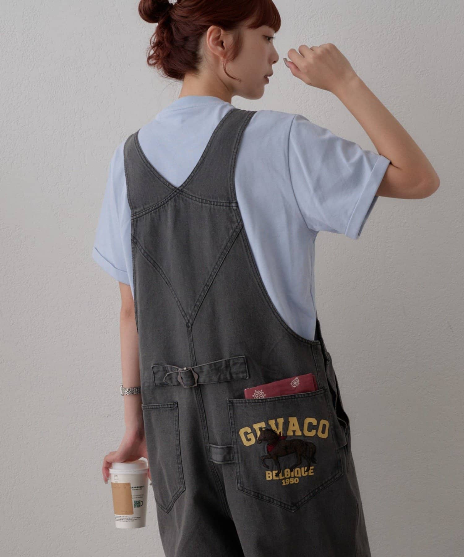 CIAOPANIC TYPY(チャオパニックティピー) 【GEVACO】馬サガラロゴプリントデニムサロペット