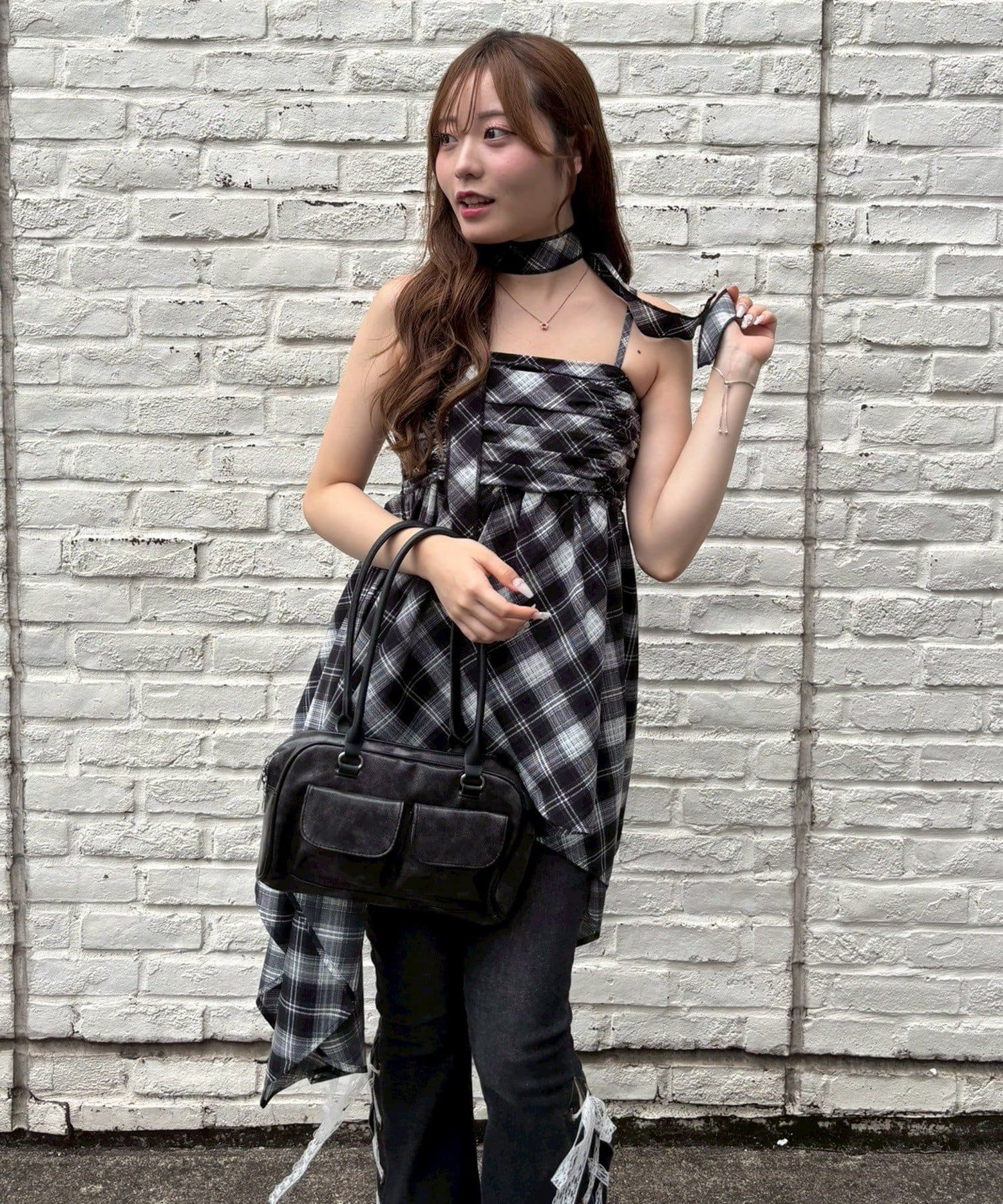 NICE CLAUP / OLIVE des OLIVE OUTLET(ナイスクラップ  / オリーブ デ オリーブ アウトレット) 【ANOTHER BRANCH】チョーカー付きイレヘムキャミチュニック