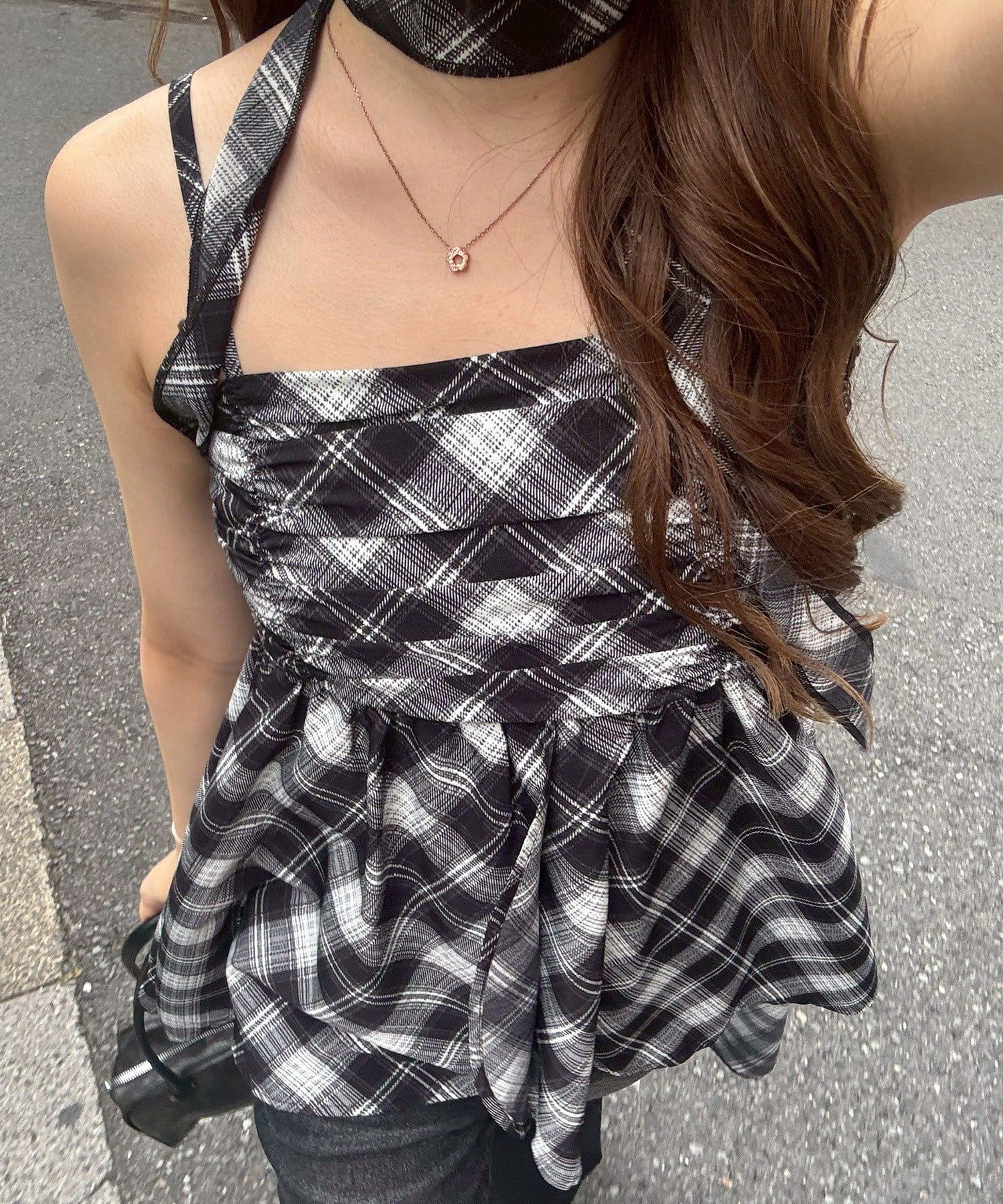 NICE CLAUP / OLIVE des OLIVE OUTLET(ナイスクラップ  / オリーブ デ オリーブ アウトレット) 【ANOTHER BRANCH】チョーカー付きイレヘムキャミチュニック