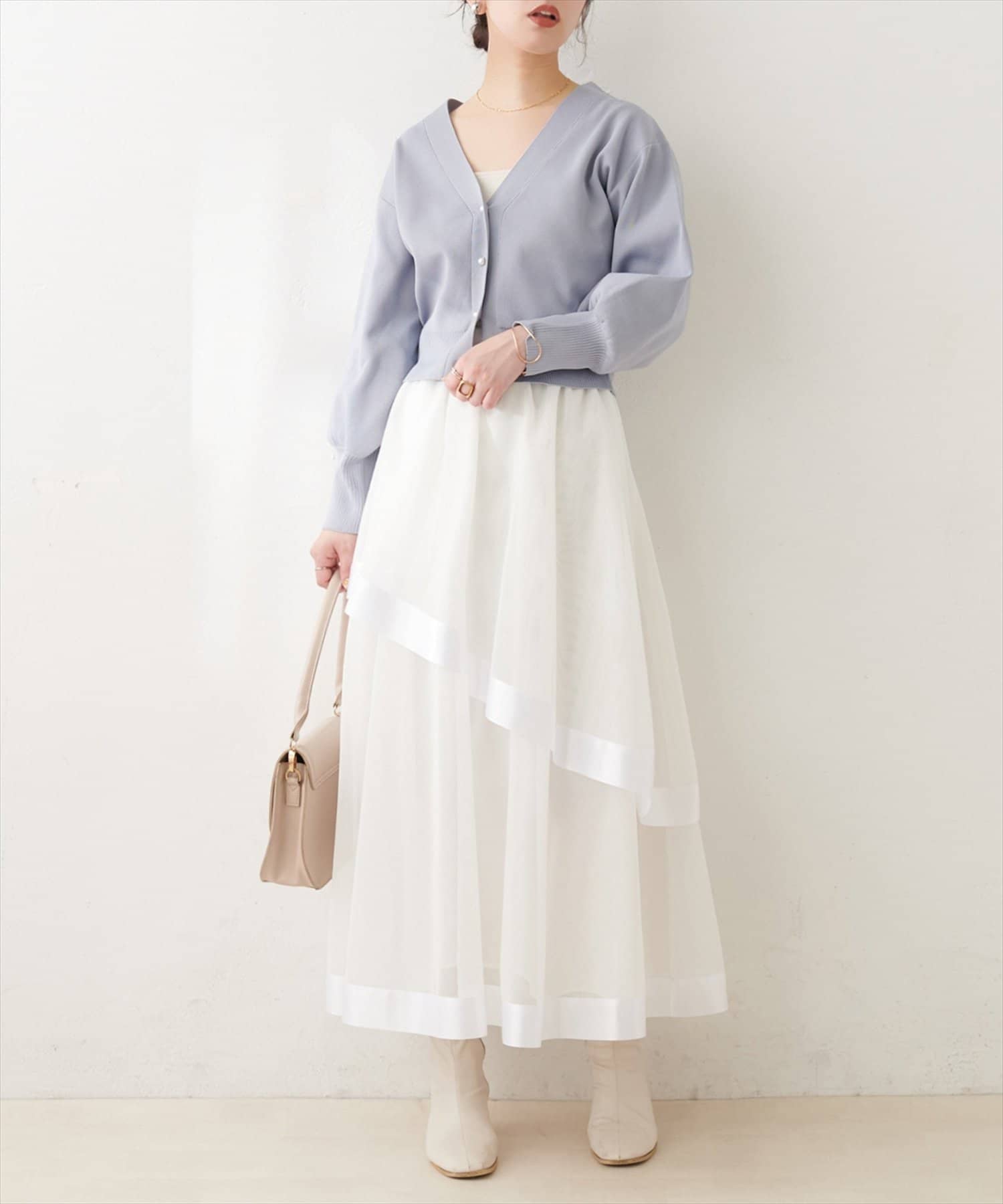 natural couture(ナチュラルクチュール) メッシュティアードスカート