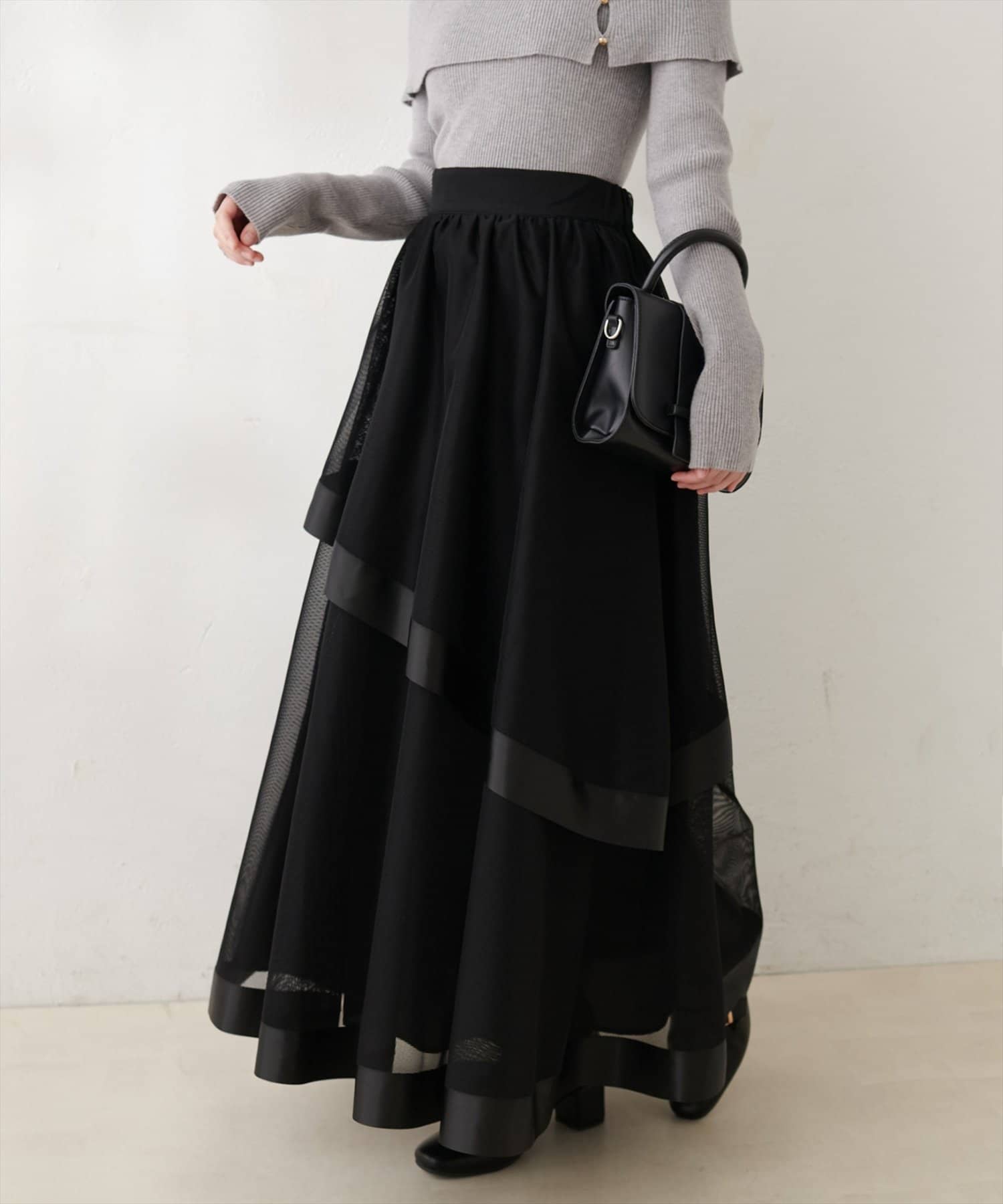 natural couture(ナチュラルクチュール) メッシュティアードスカート
