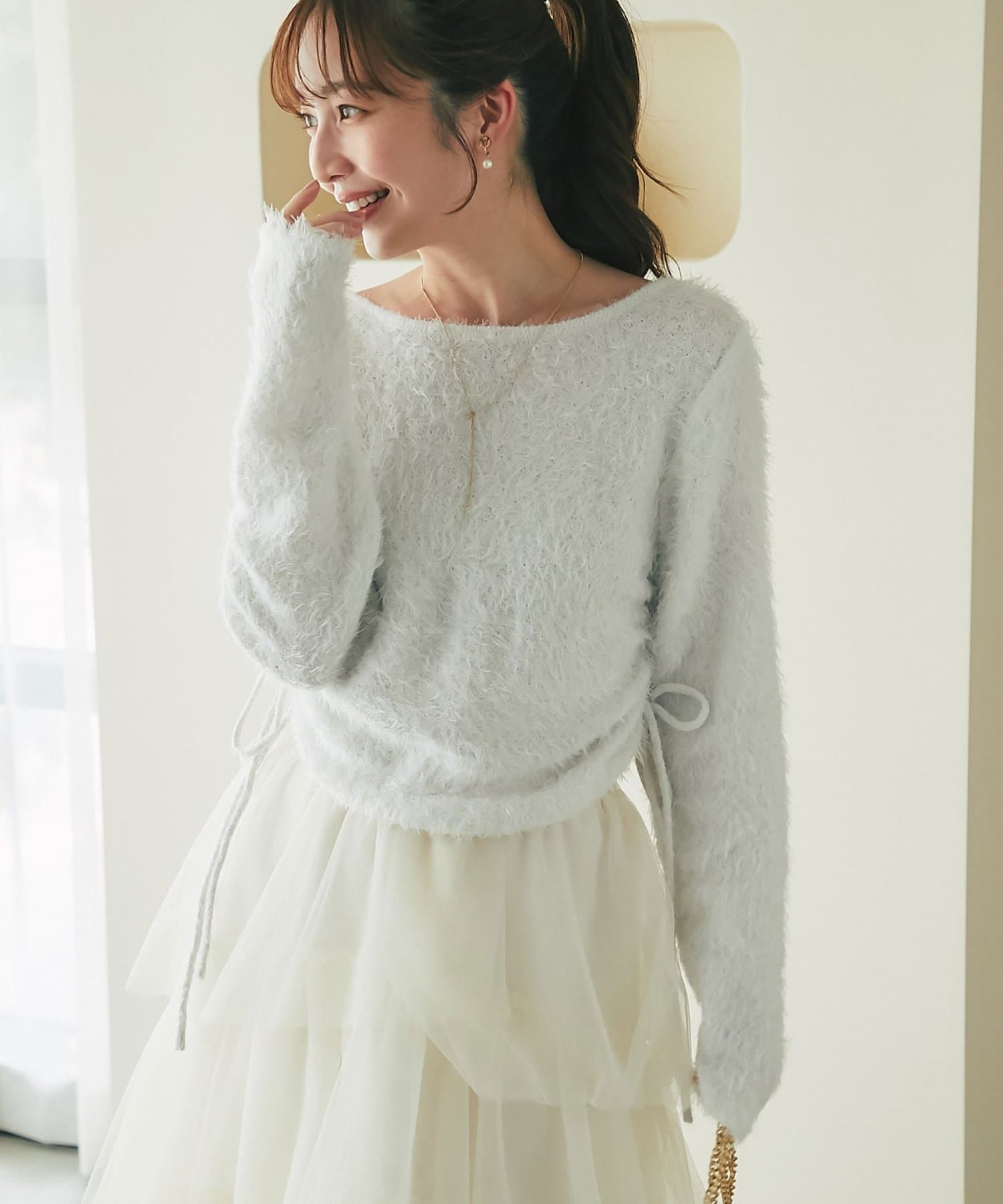 La boutique BonBon(ラブティックボンボン) ヘアリーラメシャギーニット