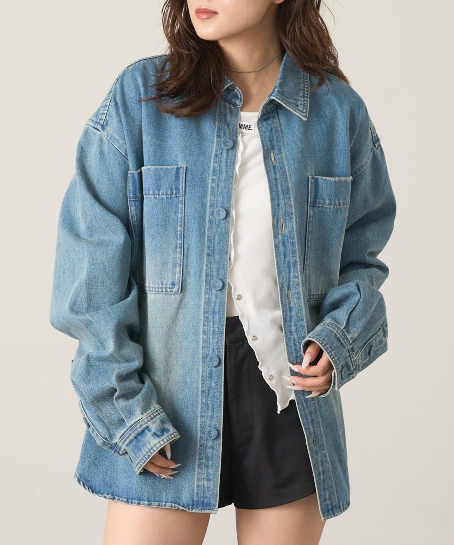 mline】BIGポケット デニムシャツ | OUTLET(アウトレット)レディース