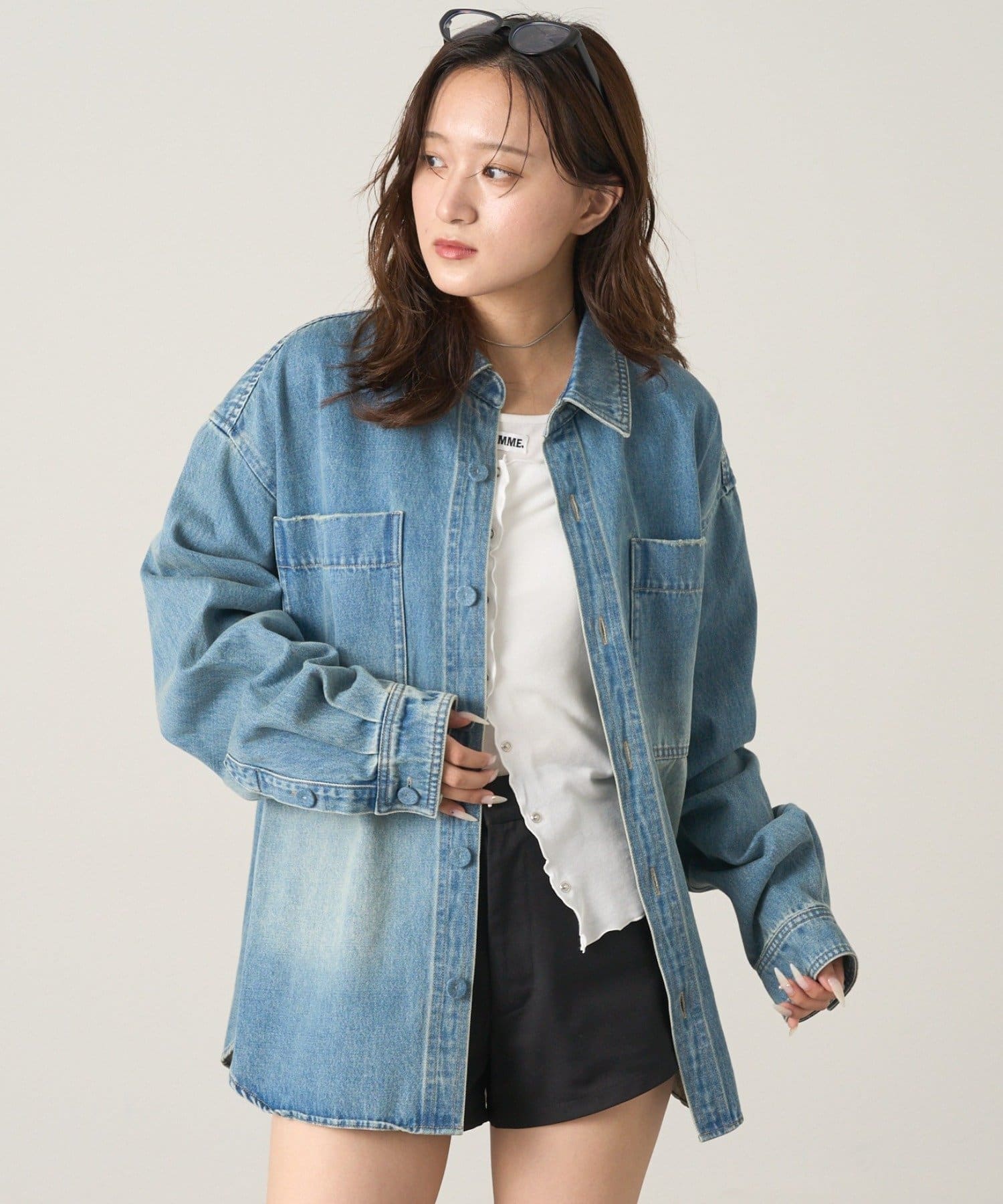 mline】BIGポケット デニムシャツ | OUTLET(アウトレット)レディース