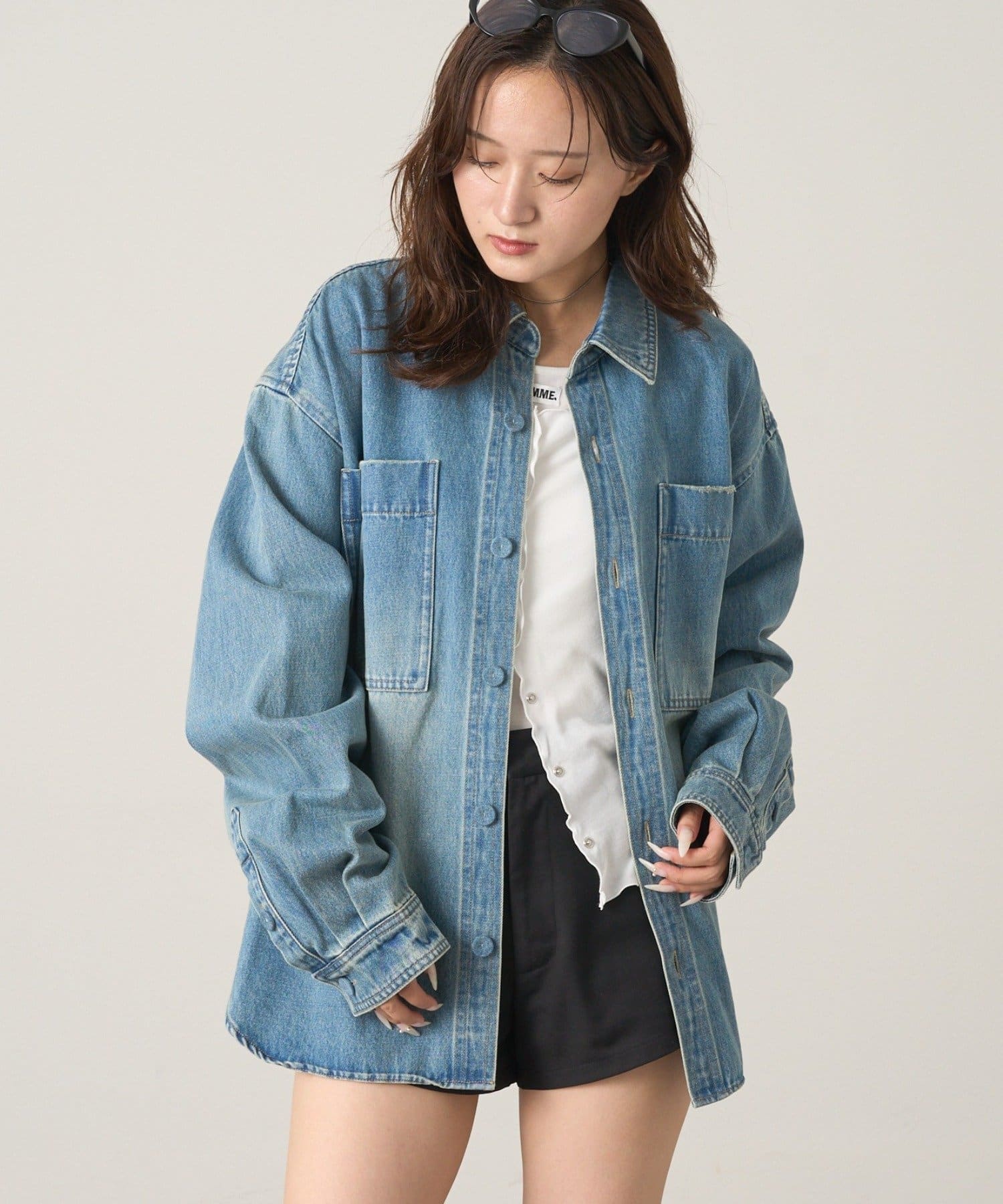 mline】BIGポケット デニムシャツ | OUTLET(アウトレット)レディース