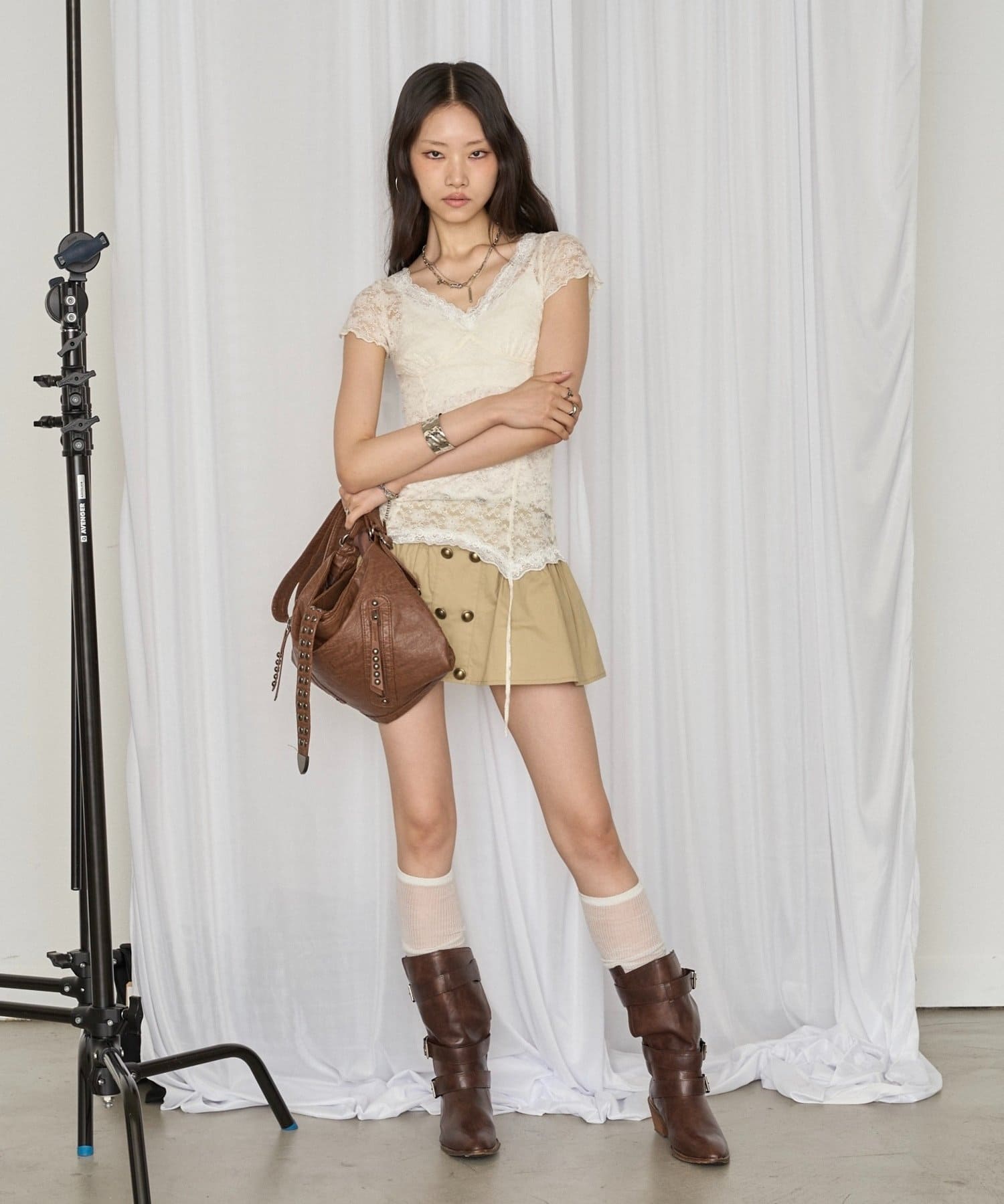 OUTLET(アウトレット) 【WHO'S WHO gallery】Wボタンフレアミニスカート