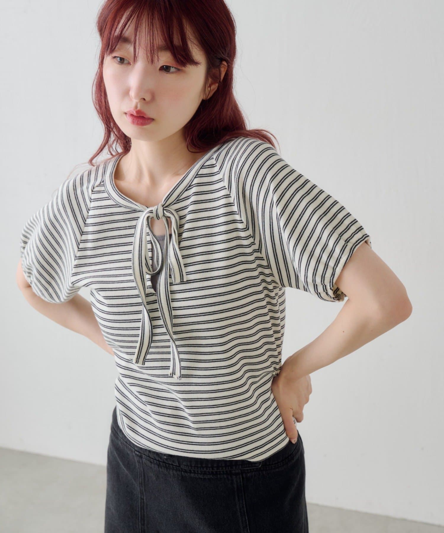 OUTLET(アウトレット) 【Kastane】ボウタイボーダーtee