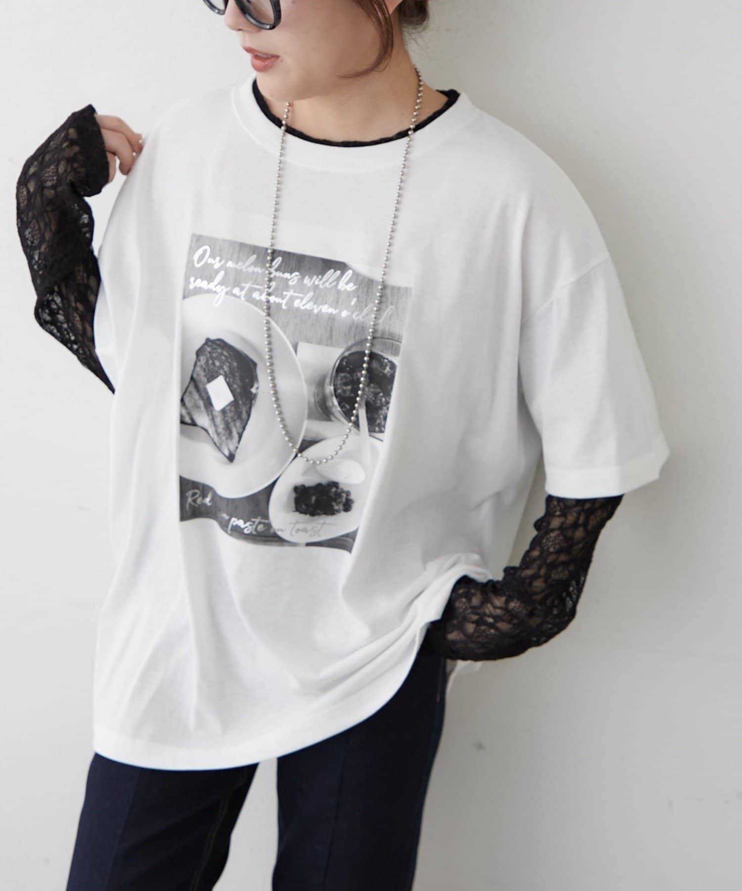 Remind me and forever(リマインドミーアンドフォーエバー) 袖レース転写大人Tシャツ