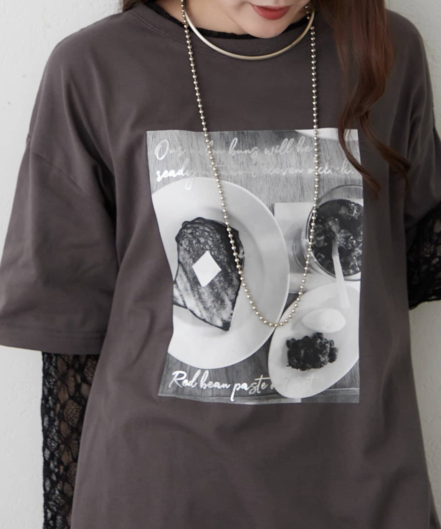Remind me and forever(リマインドミーアンドフォーエバー) 袖レース転写大人Tシャツ