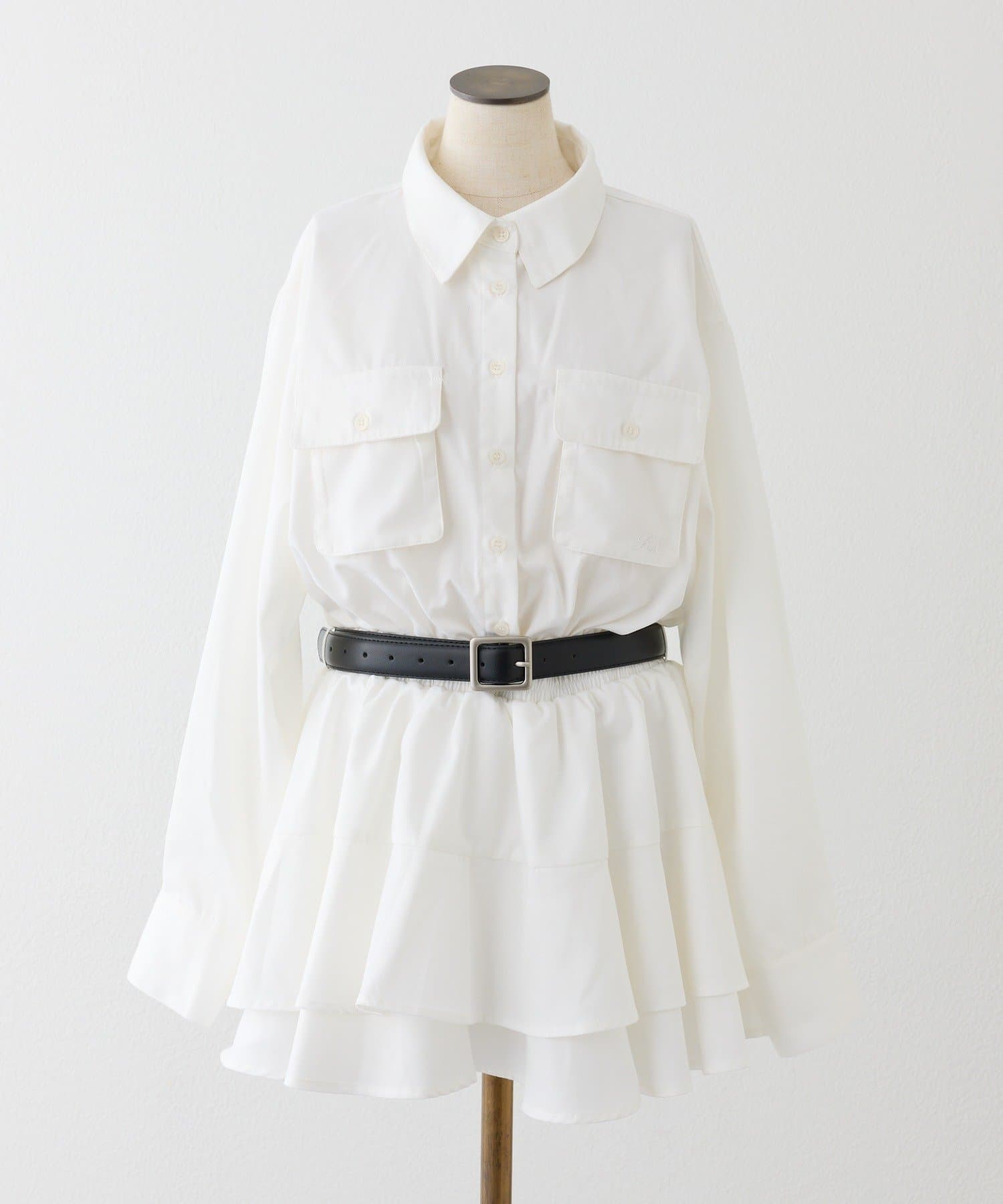 one after another NICE CLAUP(ワンアフターアナザー ナイスクラップ) バッグ付きベルトminiシャツワンピース