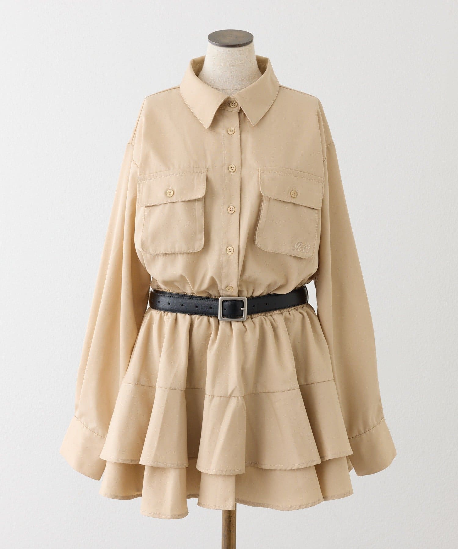 one after another NICE CLAUP(ワンアフターアナザー ナイスクラップ) バッグ付きベルトminiシャツワンピース