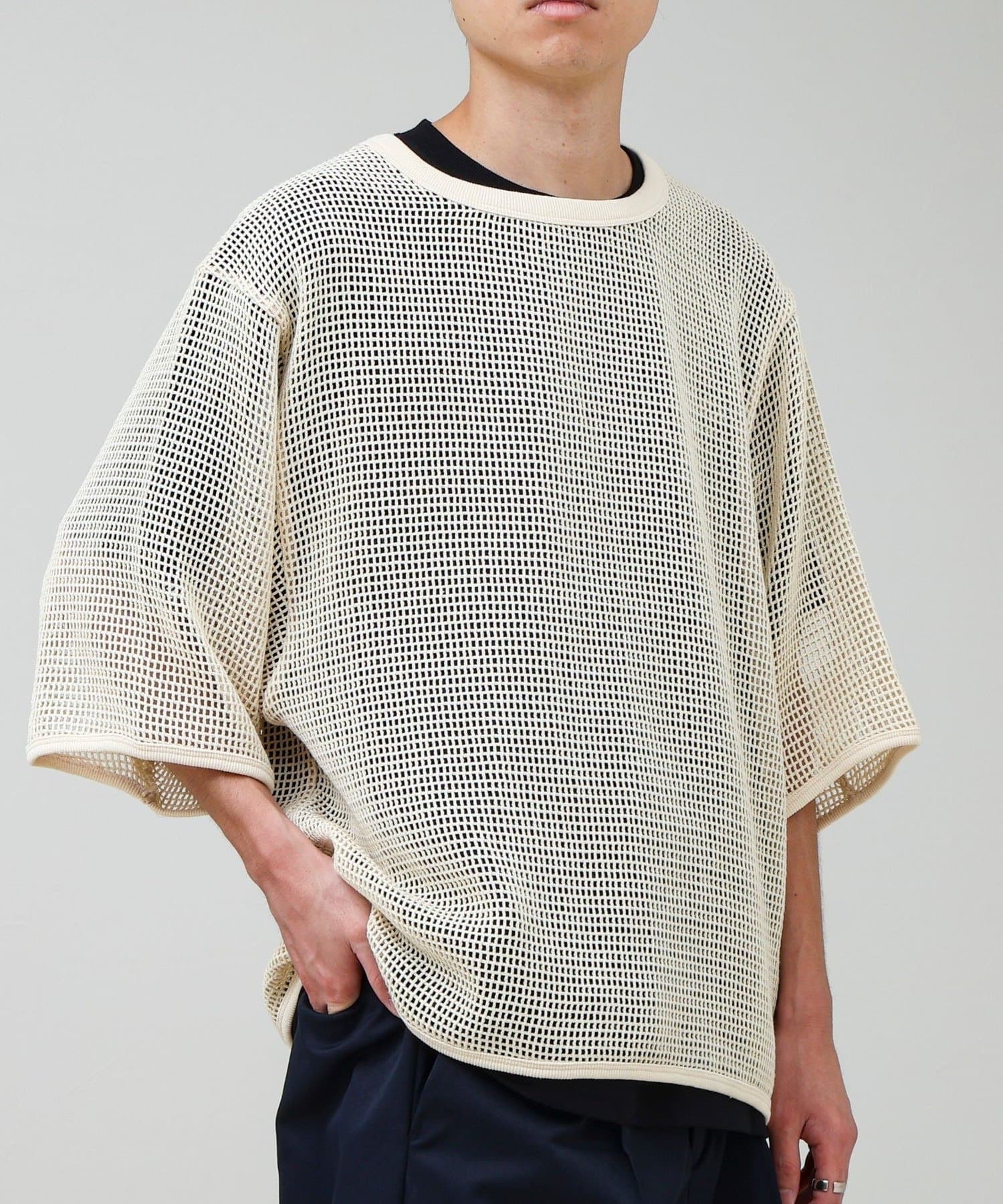 FREDY & GLOSTER(フレディ アンド グロスター) 3/4スリーブメッシュTシャツ シアーT 7分袖 オーバーサイズ