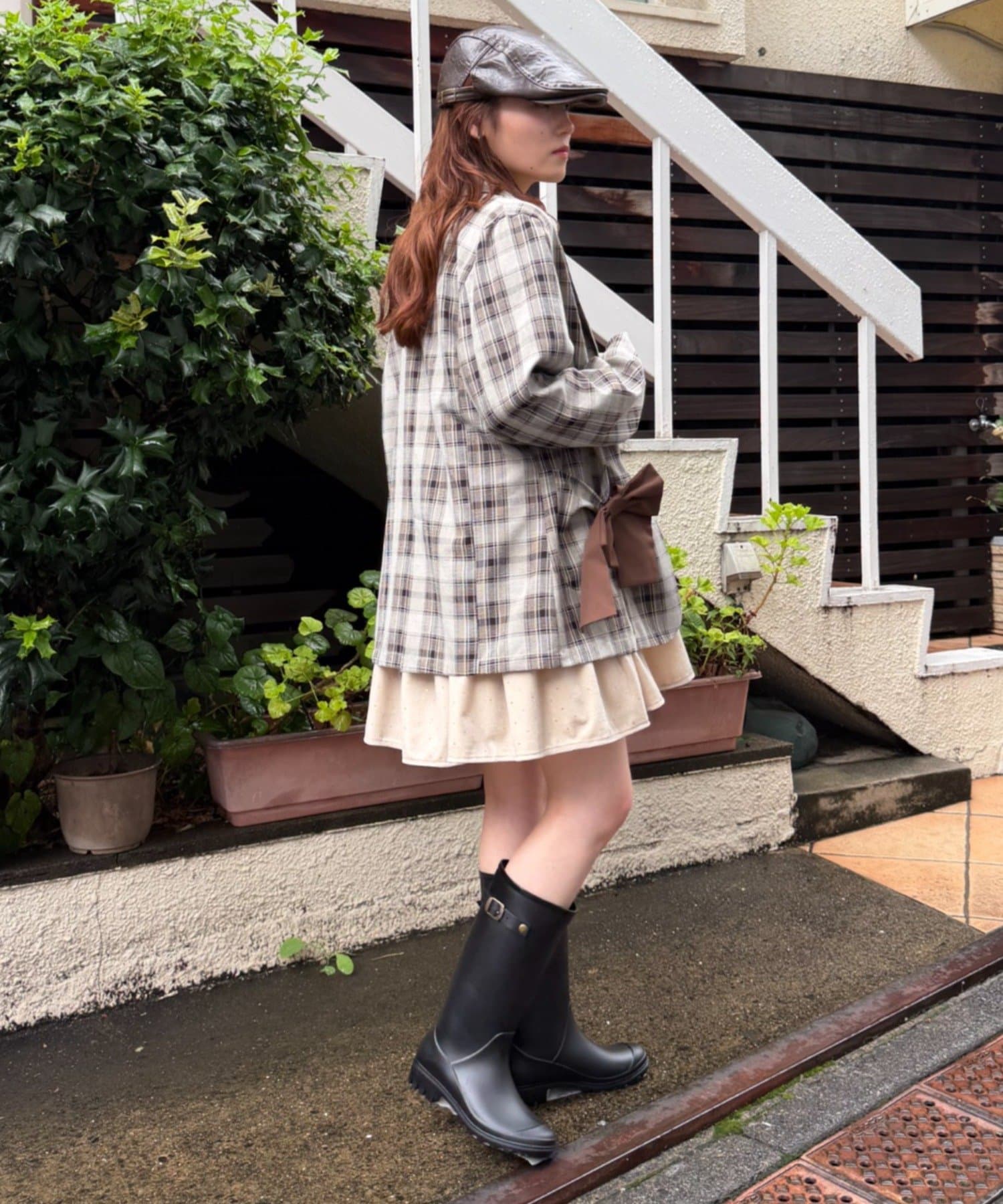 w closet(ダブルクローゼット) ベルト付きレインロングブーツ
