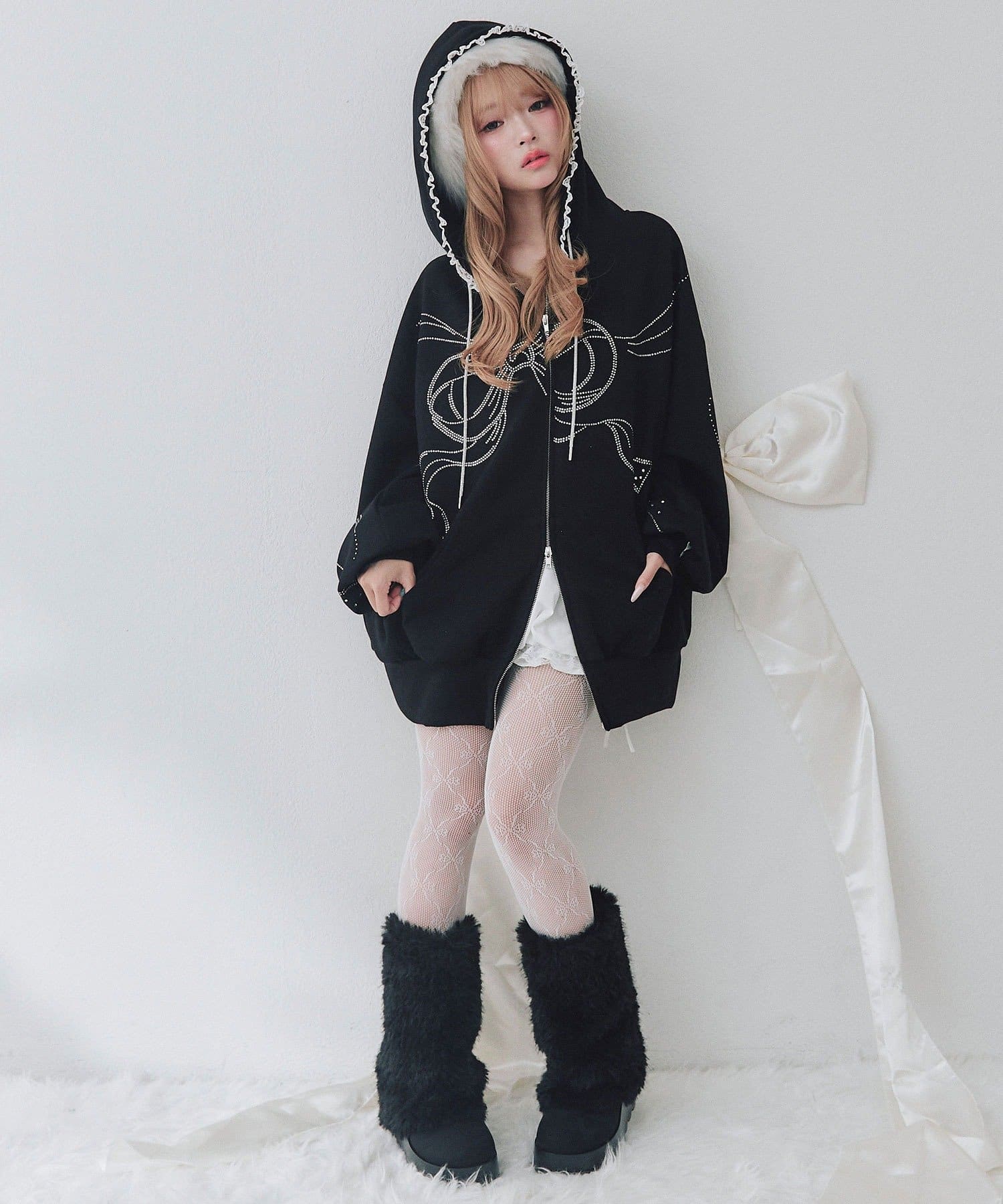 OLIVE des OLIVE(オリーブ デ オリーブ) ホットフィットリボンBigパーカー