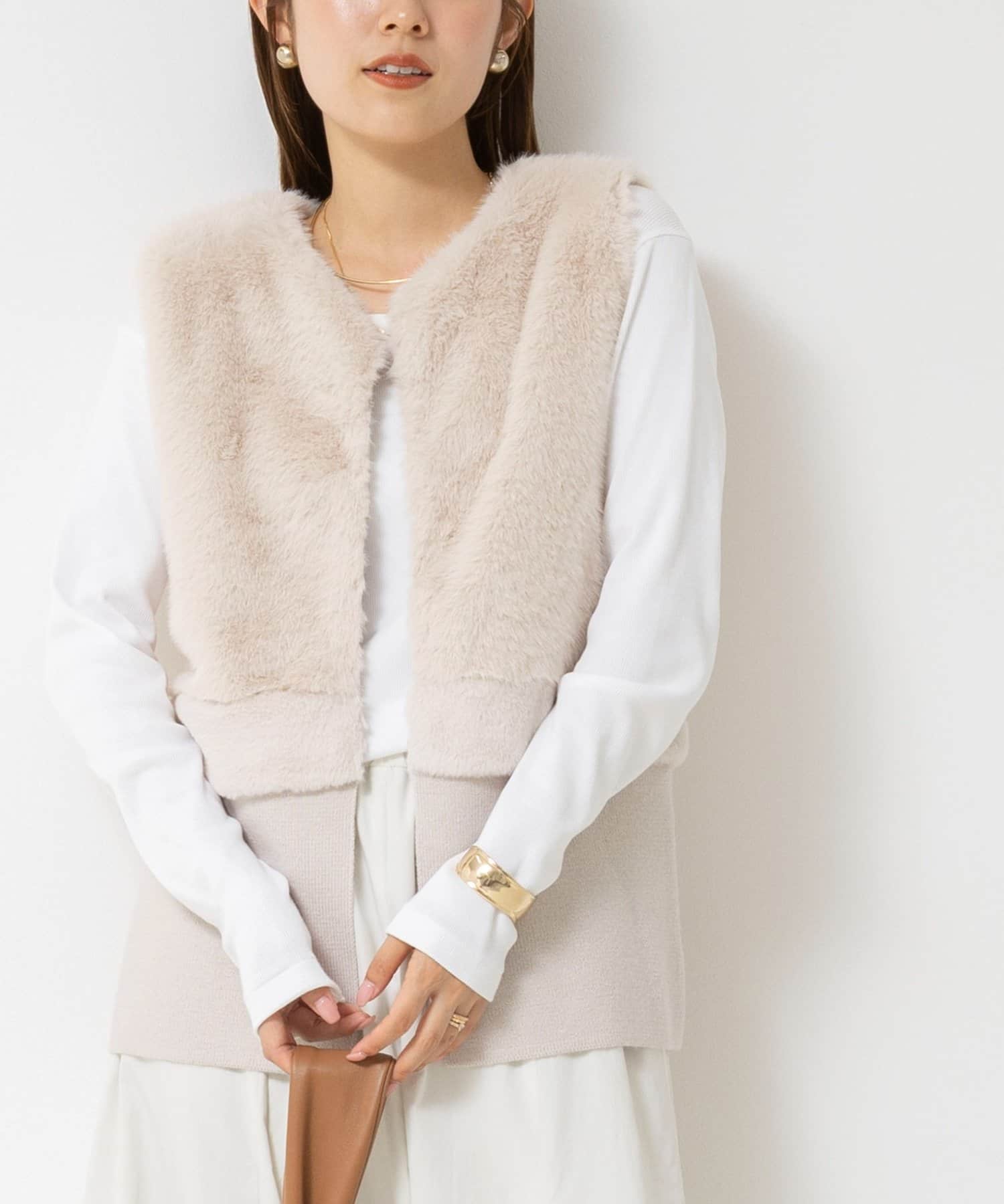 NOLLEY'S(ノーリーズ) エコファー切り替えニットジレ