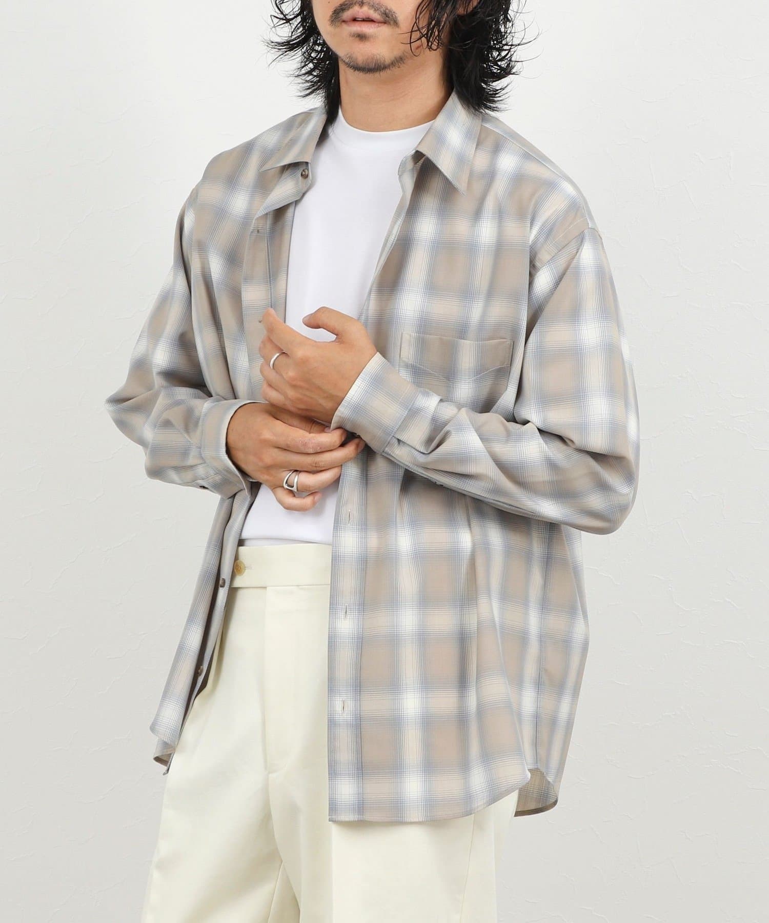 NOLLEY'S(ノーリーズ) ウール オンブレチェック レギュラーシャツ 26AW
