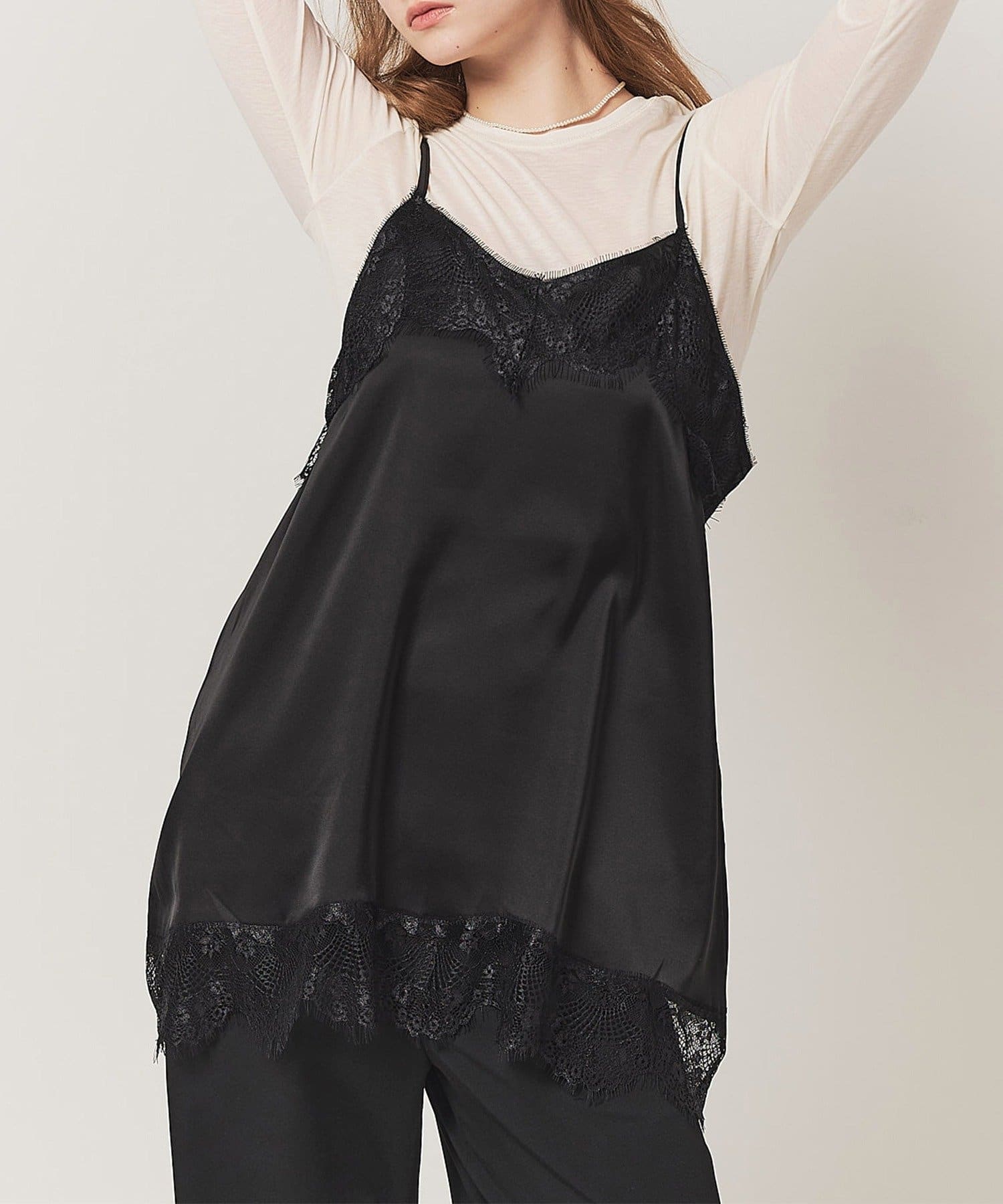 3COINS(スリーコインズ) サテンレースキャミソール