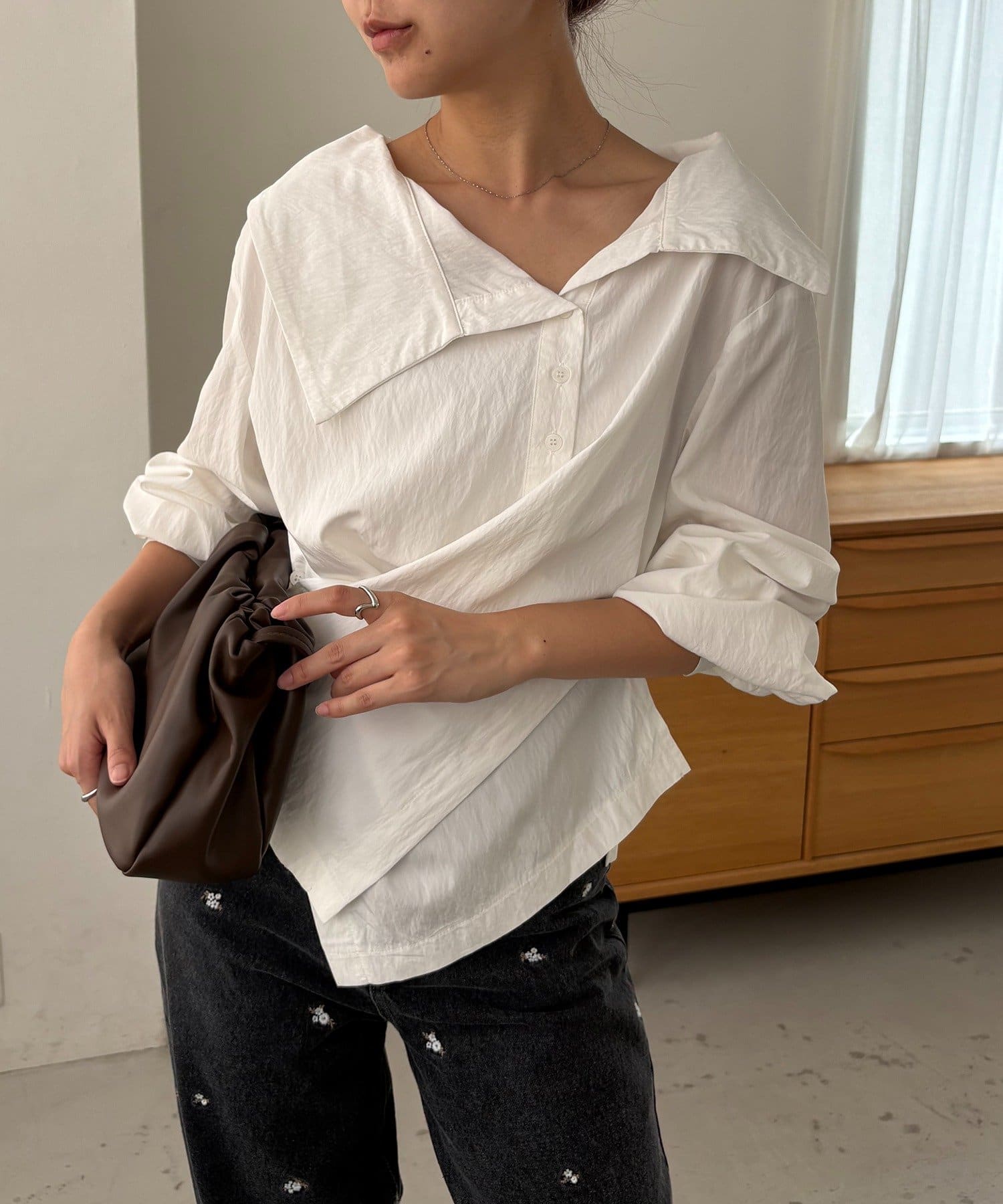 CAPRICIEUX LE'MAGE(カプリシュレマージュ) 【2WAY/新色ブルー、WEB限定ピンク】カシュクールシャツ