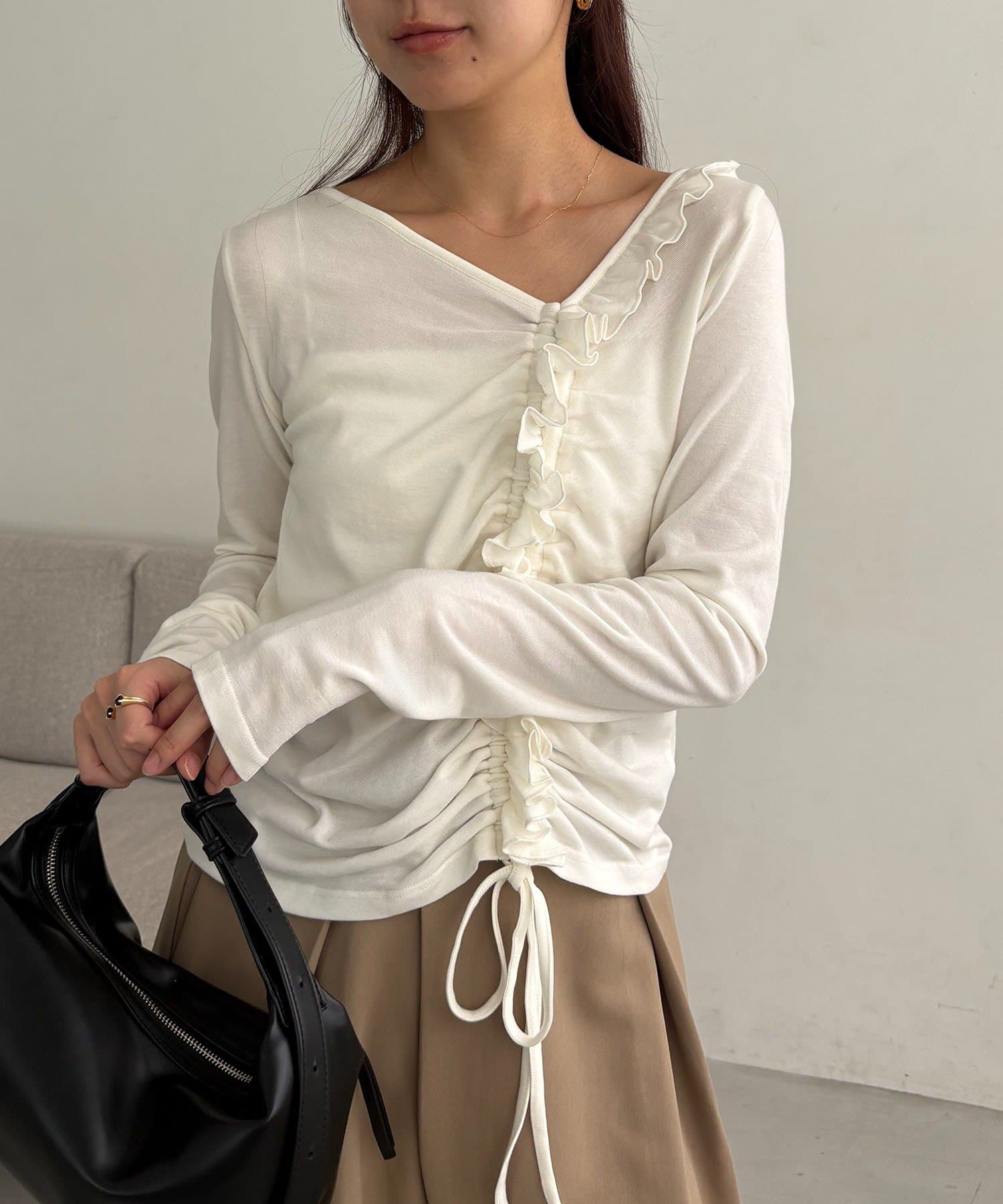 CAPRICIEUX LE'MAGE(カプリシュレマージュ) アシメネックフリルドロストT