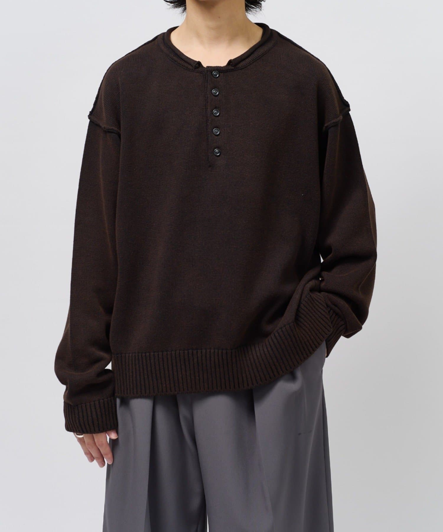 Lui's(ルイス) ストーンウォッシュヘンリーネックニット