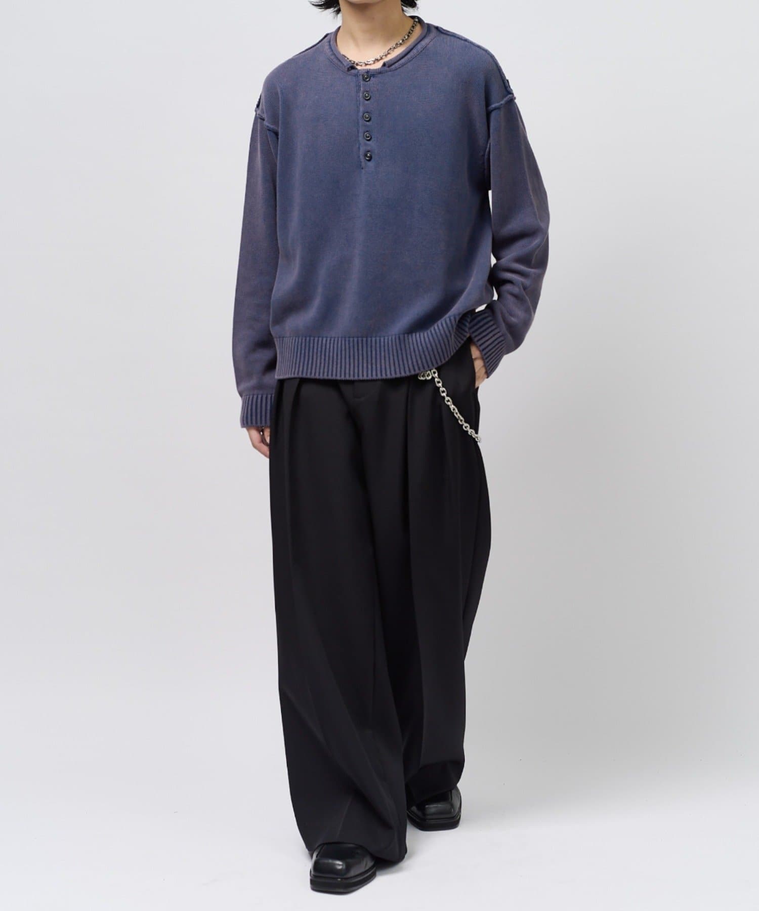 Lui's(ルイス) ストーンウォッシュヘンリーネックニット