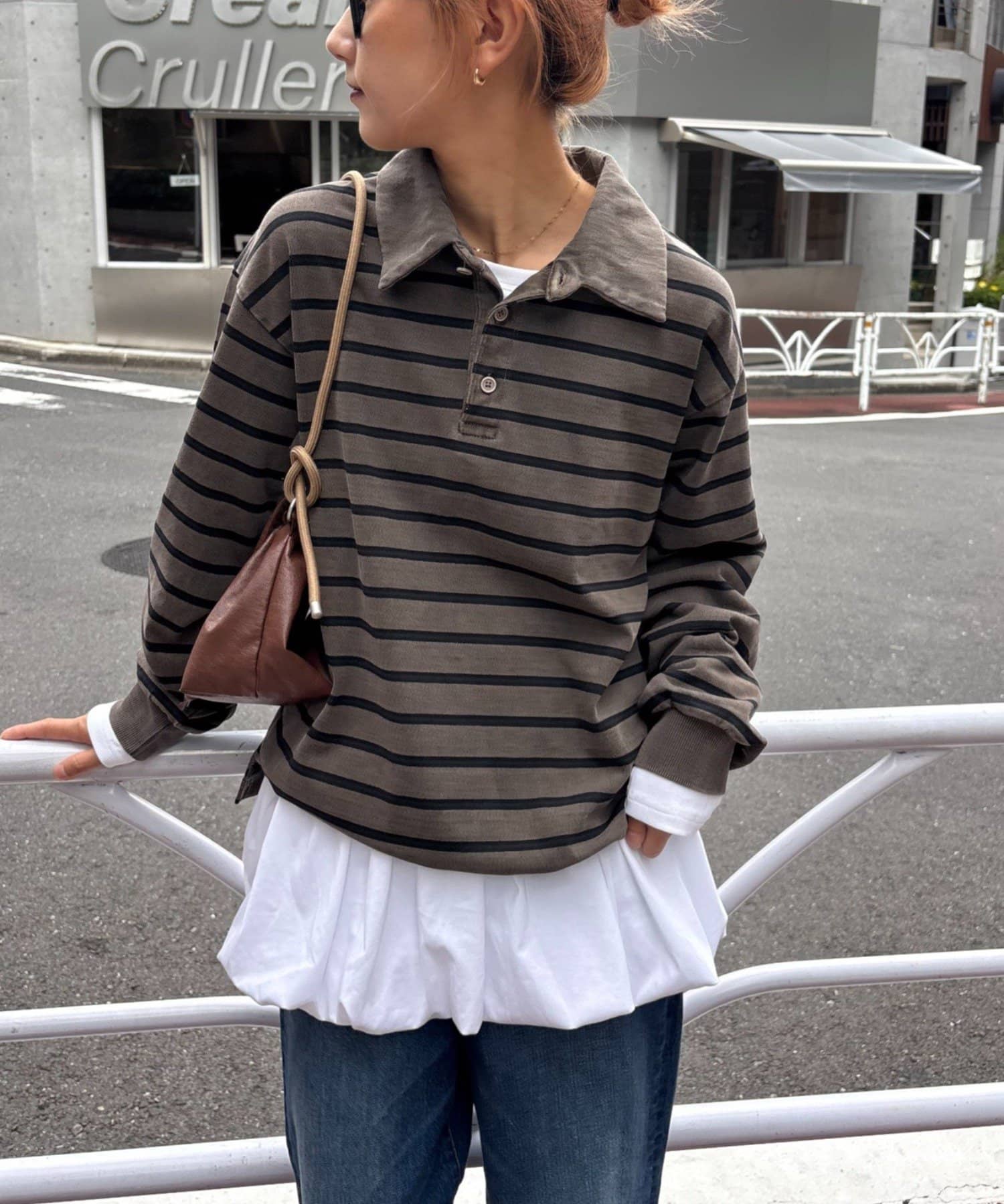 CIAOPANIC TYPY】ピグメント加工ボーダー襟付きトップス | OUTLET