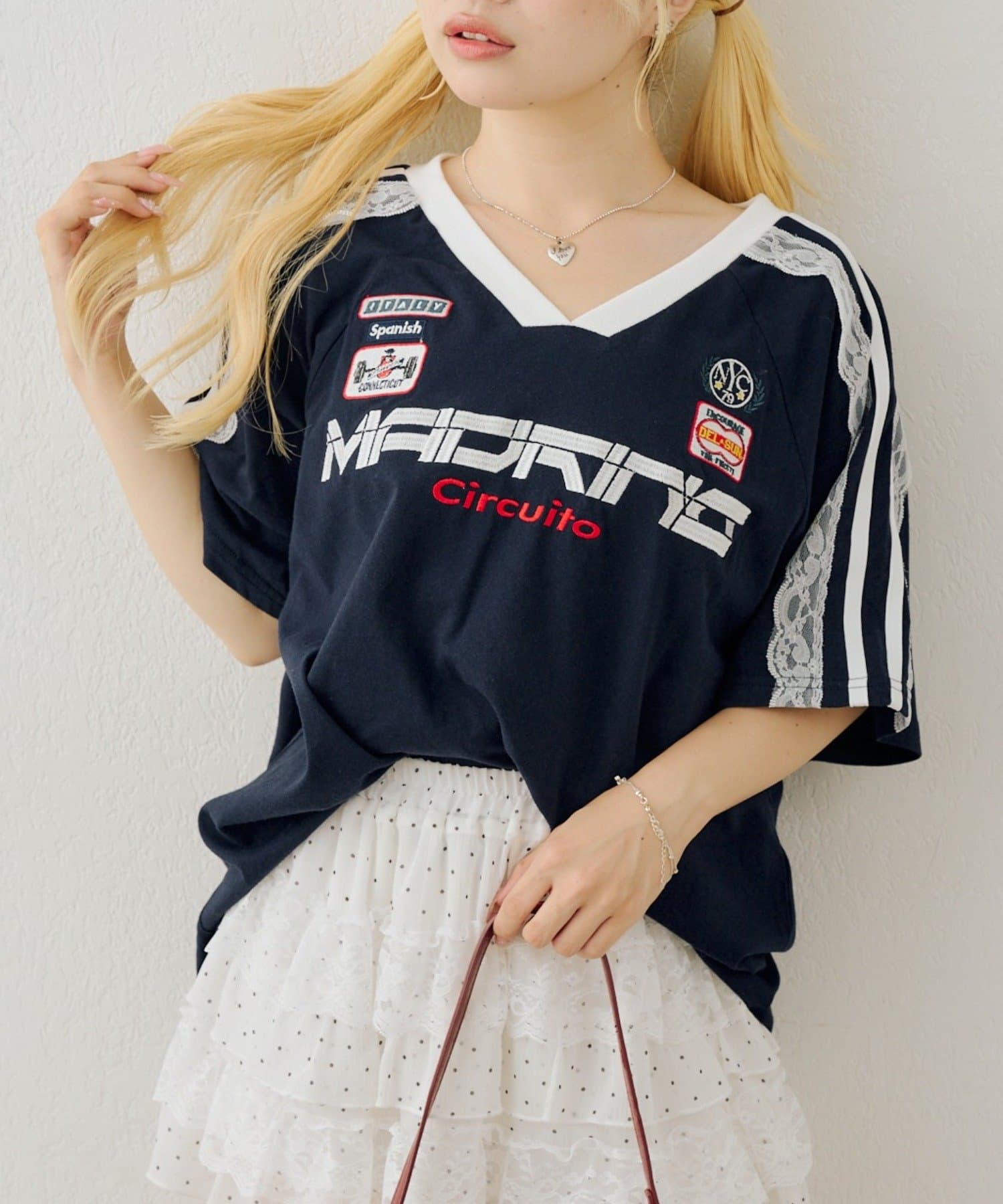 NICE CLAUP / OLIVE des OLIVE OUTLET(ナイスクラップ  / オリーブ デ オリーブ アウトレット) 【ANOTHER BRANCH】袖レースゲームＴee