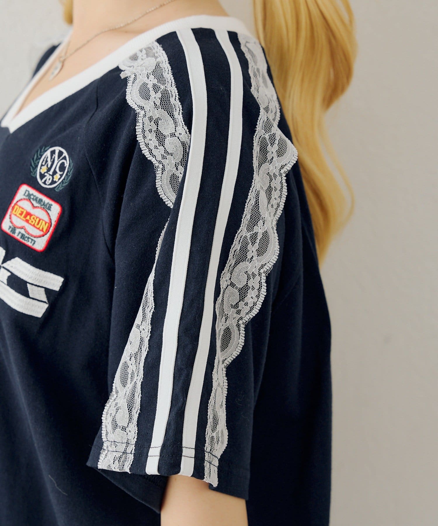 NICE CLAUP / OLIVE des OLIVE OUTLET(ナイスクラップ  / オリーブ デ オリーブ アウトレット) 【ANOTHER BRANCH】袖レースゲームＴee
